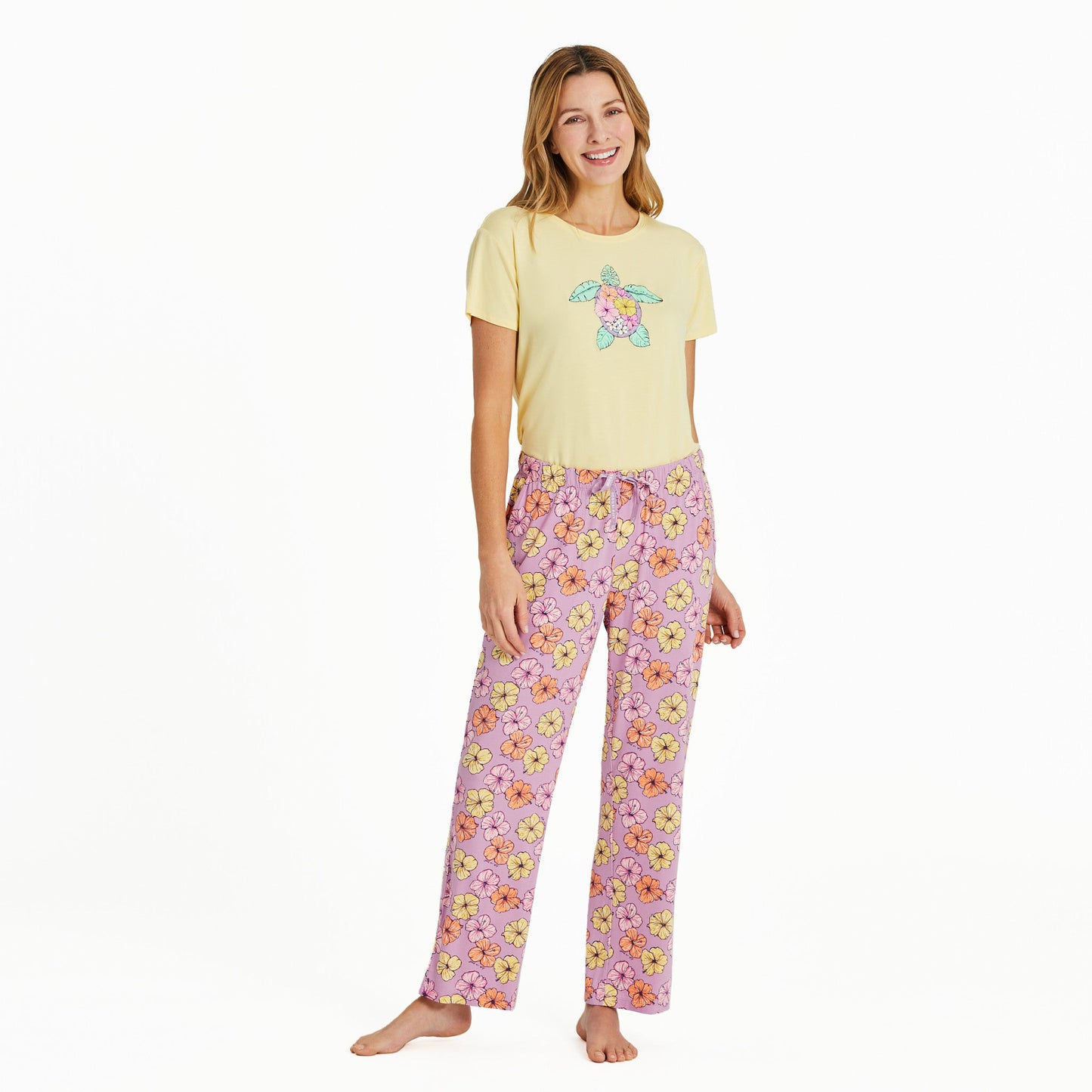 Women's Painted Hibiscus Turtle Lightweight Sleep Tee