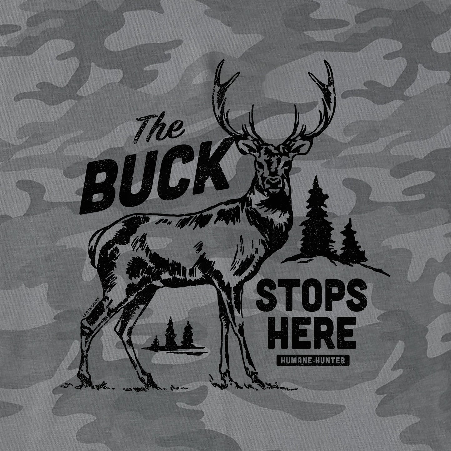 Men's Buck Stops Here Short Sleeve Allover Printed Crusher Tee