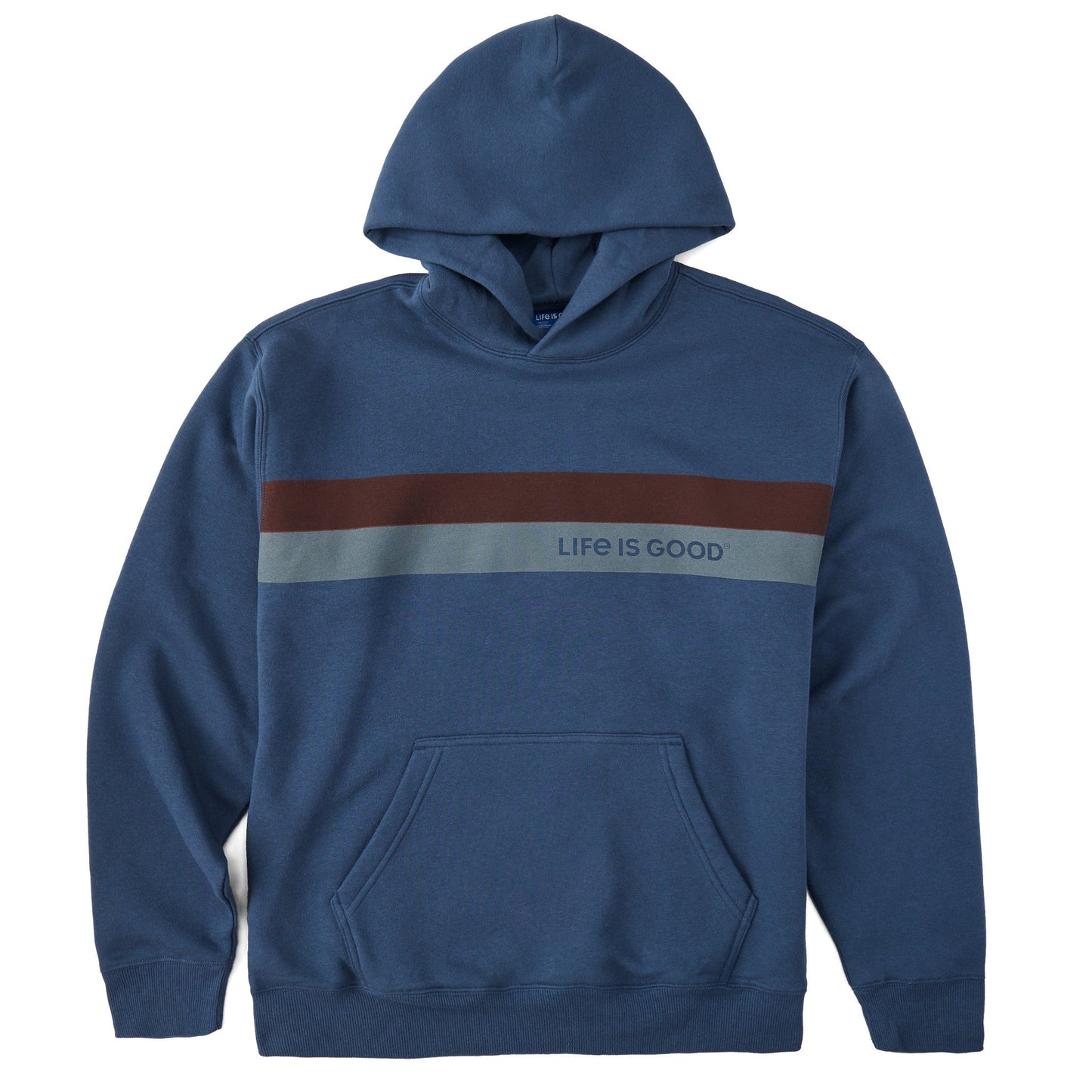 Men's Life is Good Stripes Good Vibes Fleece Hoodie