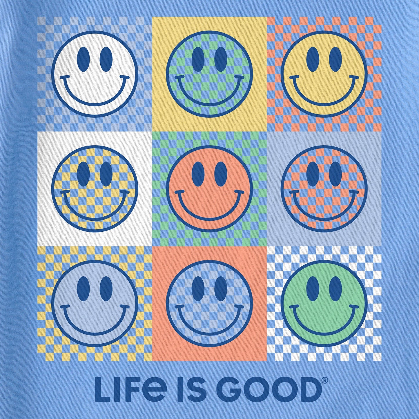 Kids Checkerboard Smilies Short Sleeve Crusher Tee