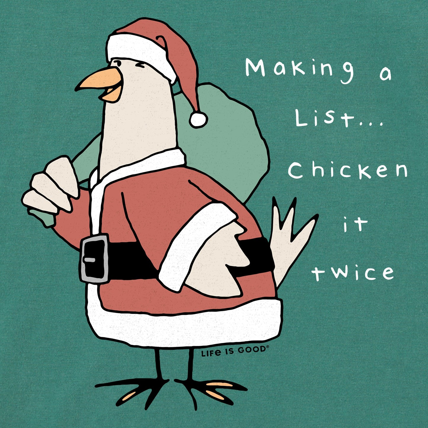 Women's Santa Chicken it Twice Short Sleeve Crusher Tee