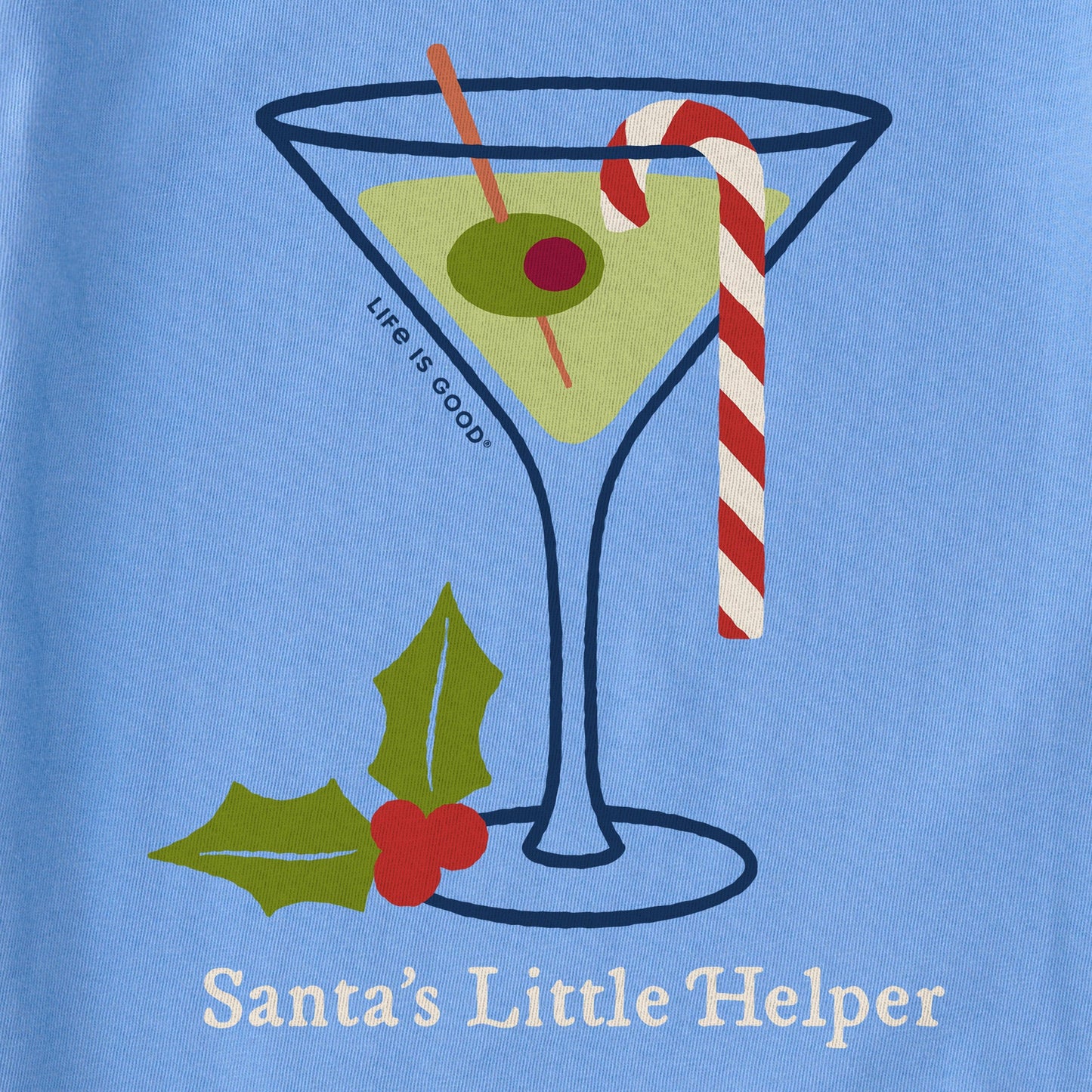 Women's Santa's Little Helper Martini Long Sleeve Crusher Vee