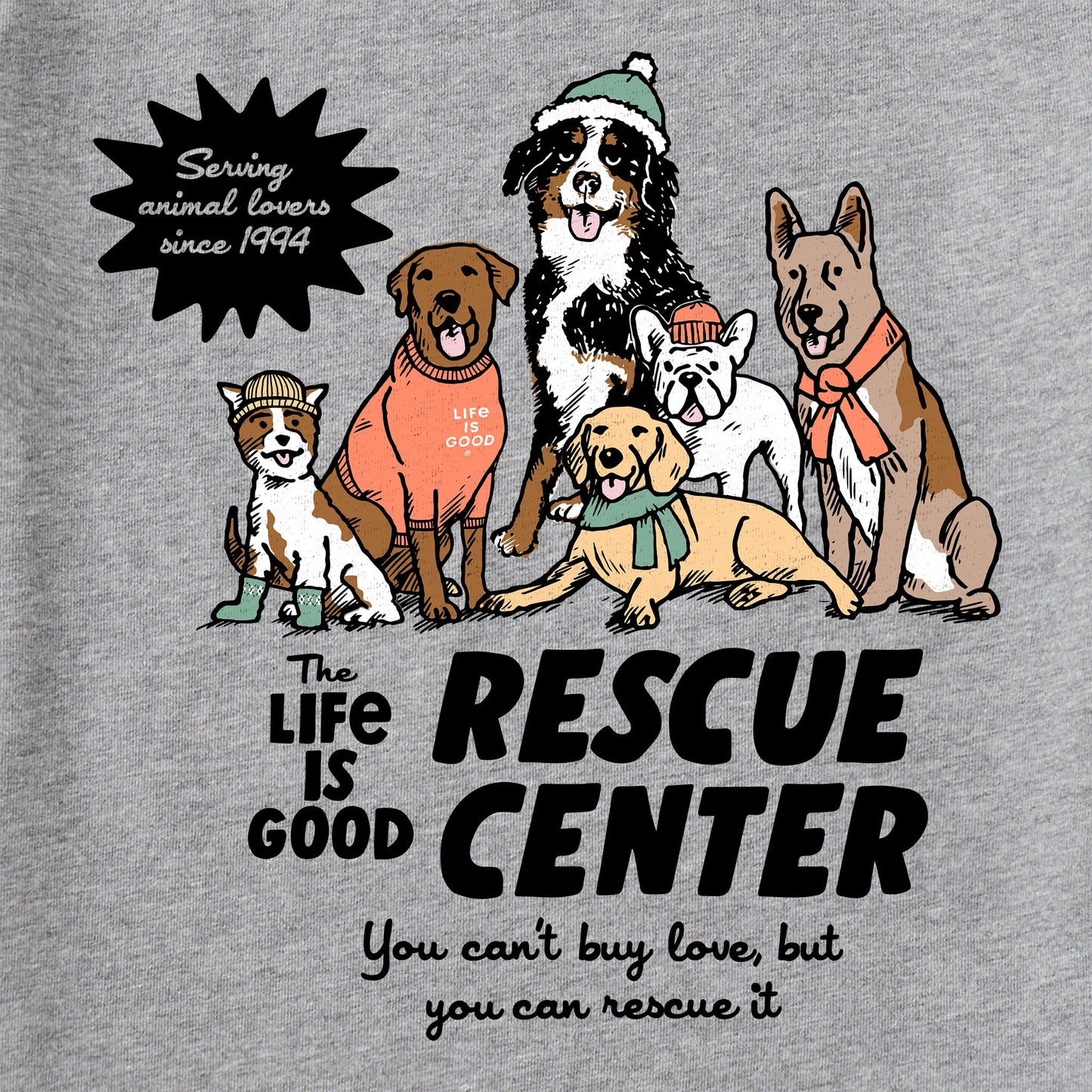 Men's LIG Rescue Center Dogs Long Sleeve Crusher Tee