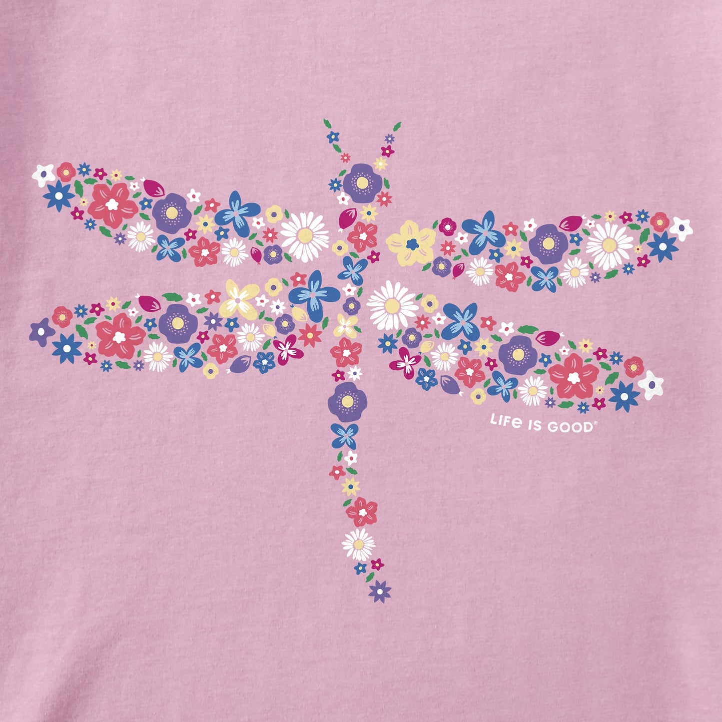 Women's Dragonfly Flowers Long Sleeve Crusher Tee