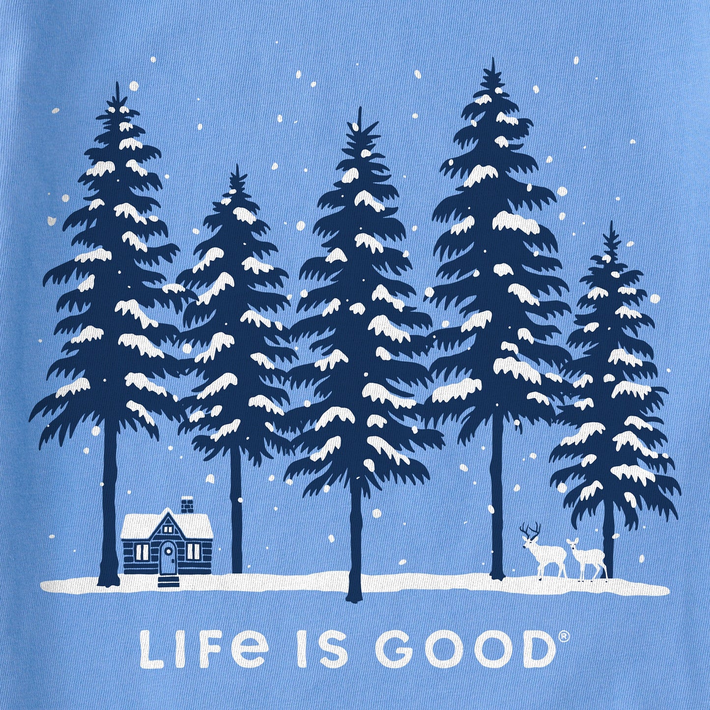 Women's Snowy Winter Cabin Scene Long Sleeve Crusher Vee