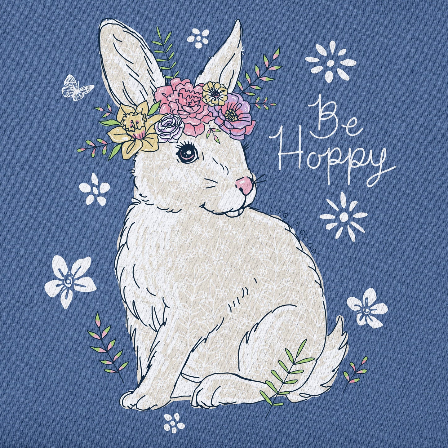 Women's Be Hoppy Flower Crown Bunny Short Sleeve Crusher Tee