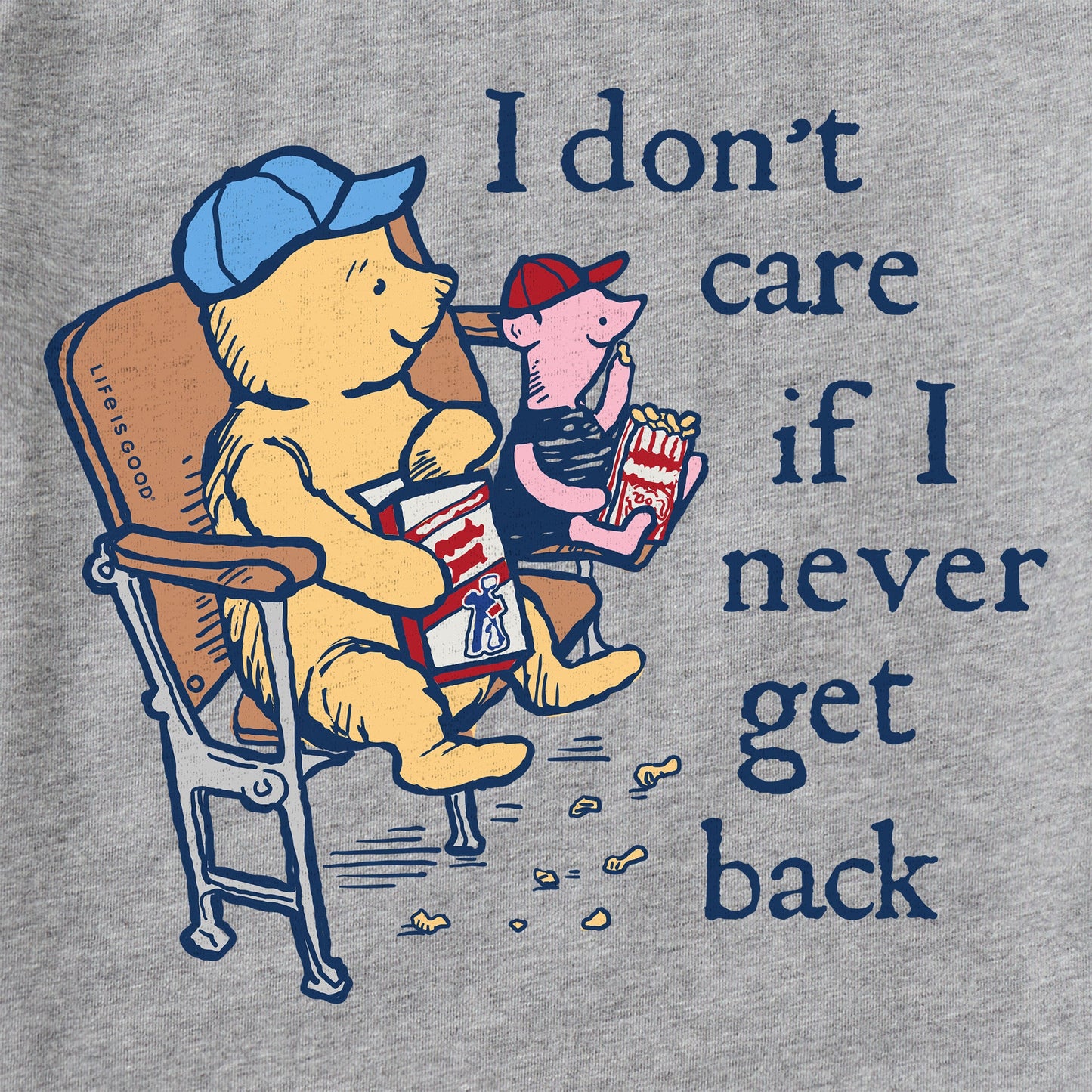 Women's Winnie & P I Don't Care Baseball Short Sleeve Crusher Tee