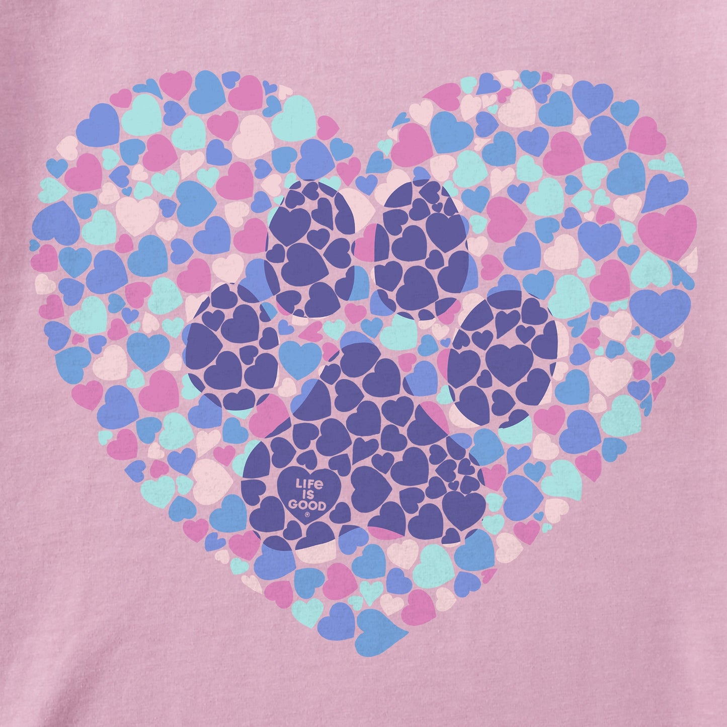 Women's Dog Paw Heart Short Sleeve Crusher Tee