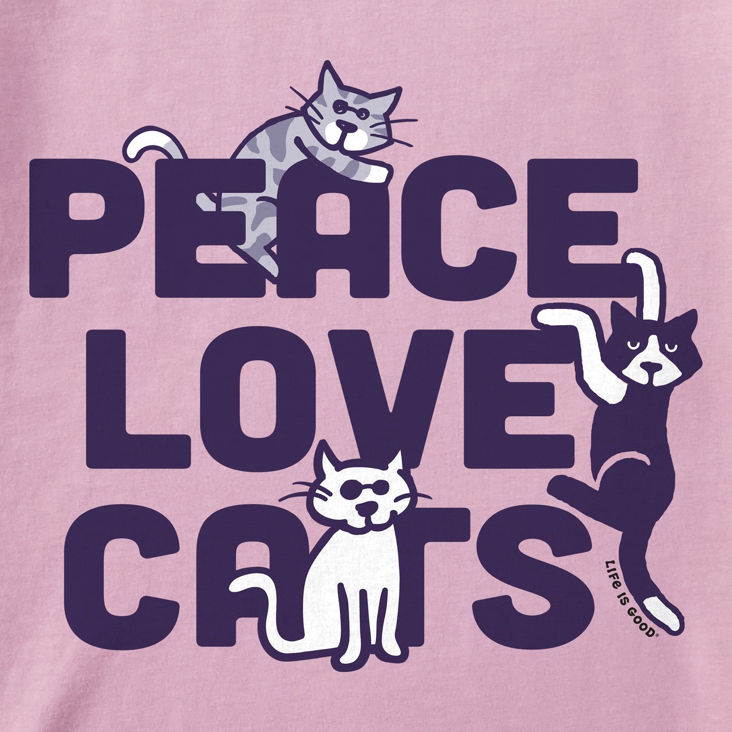 Kids Al Peace Love Cats Short Sleeve Crusher Tee