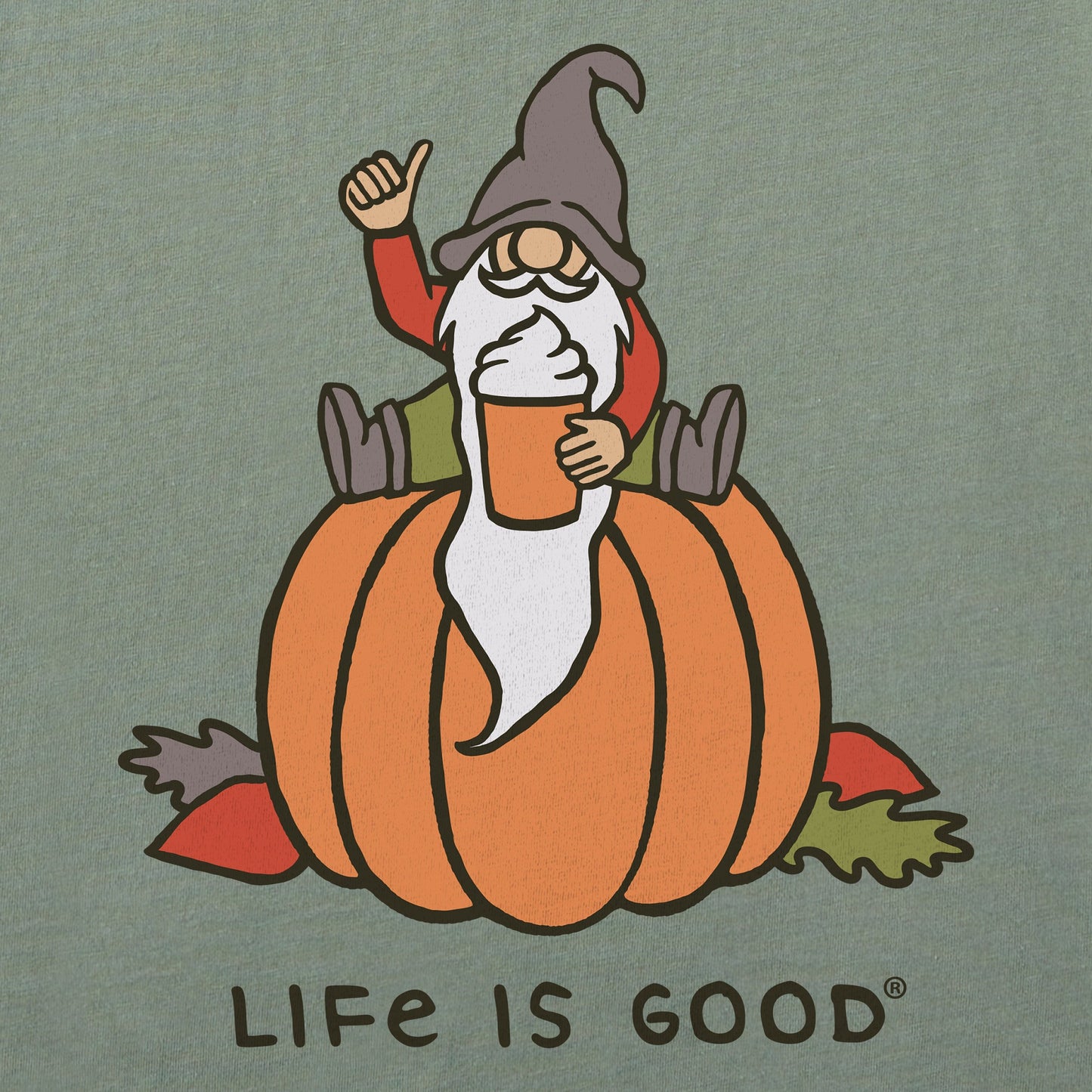 Women's Gnome Pumpkin Long Sleeve Crusher Vee