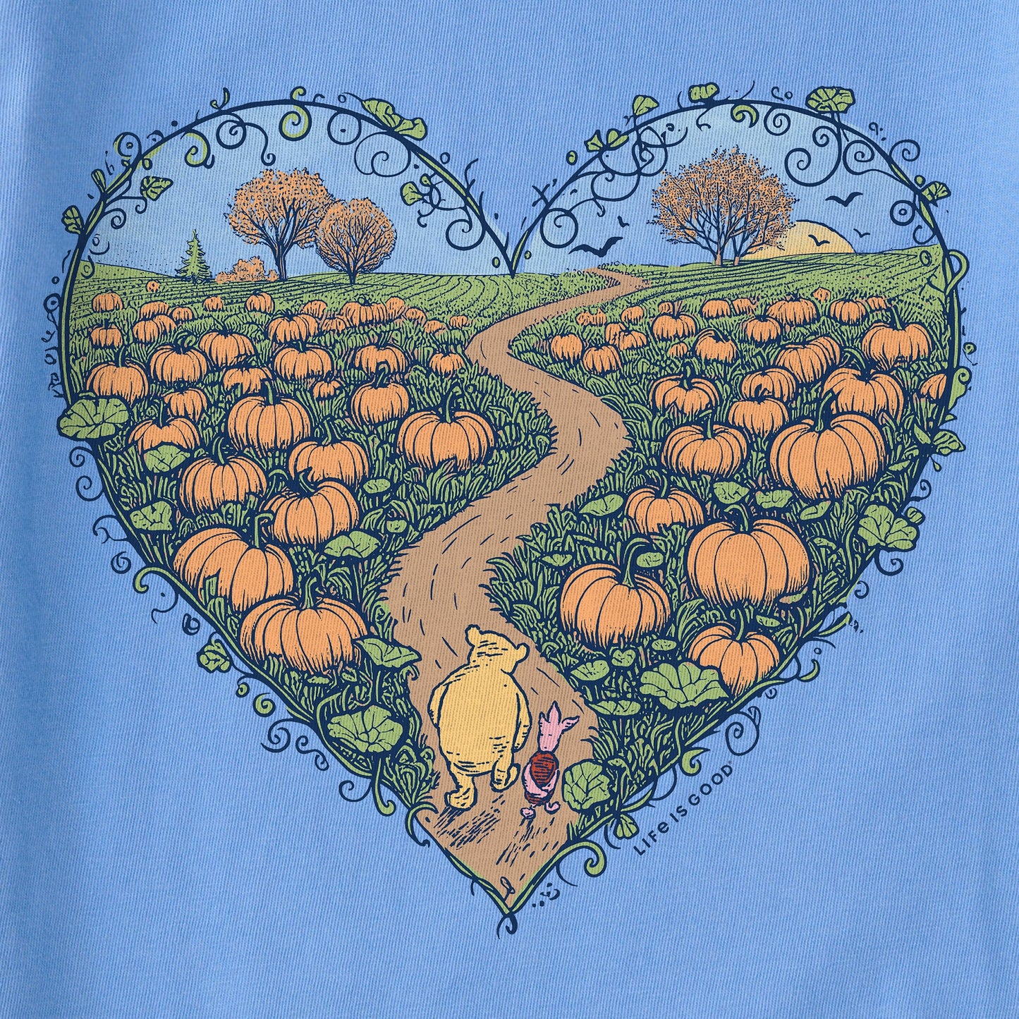 Women's Winnie & P Pumpkin Patch Heart Short Sleeve Crusher Vee