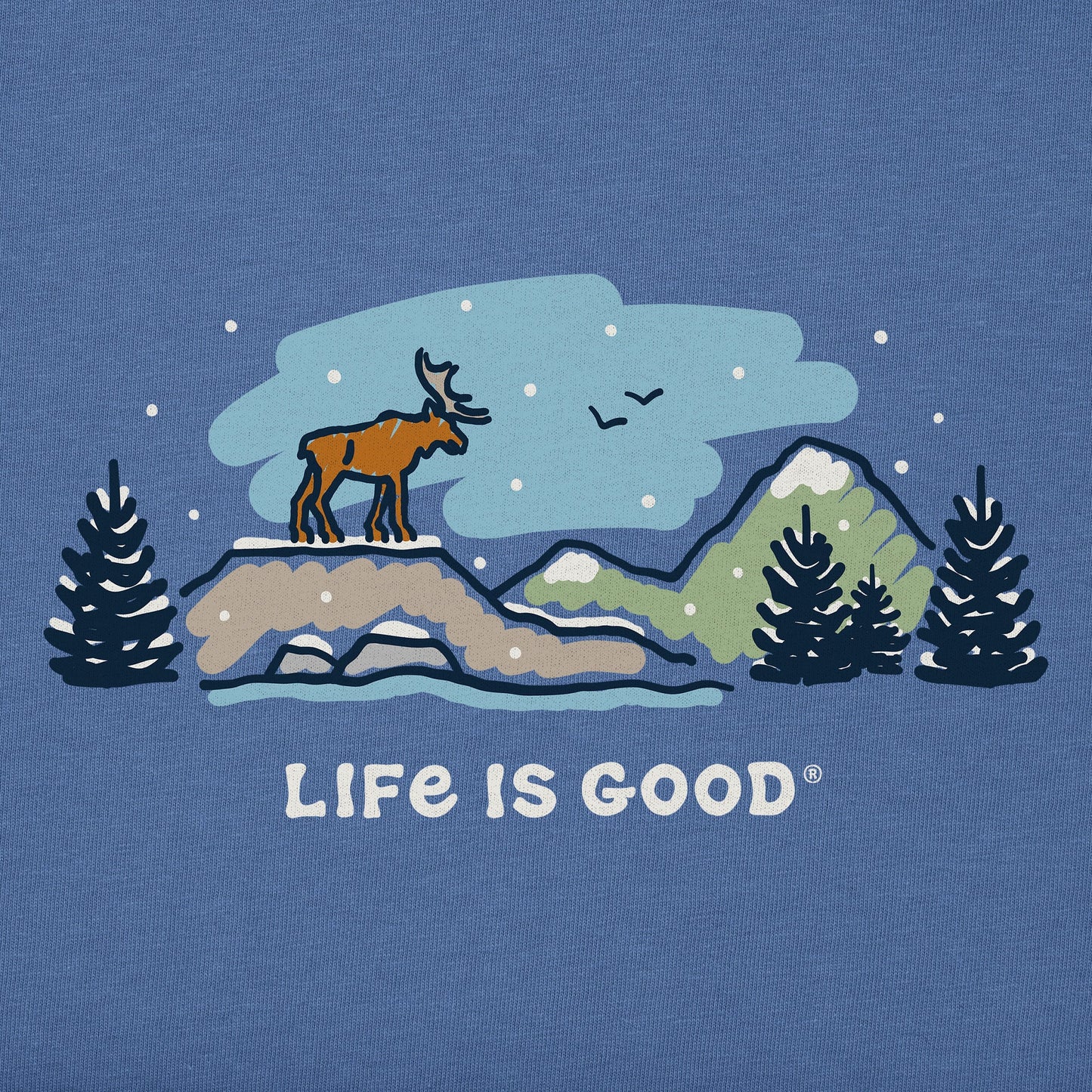 Men's Snowy Moose Mountain Vista Long Sleeve Crusher Tee