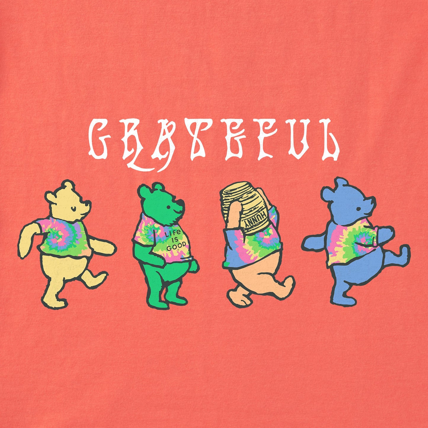 Kids Tie Dye Grateful Winnie Short Sleeve Crusher Tee