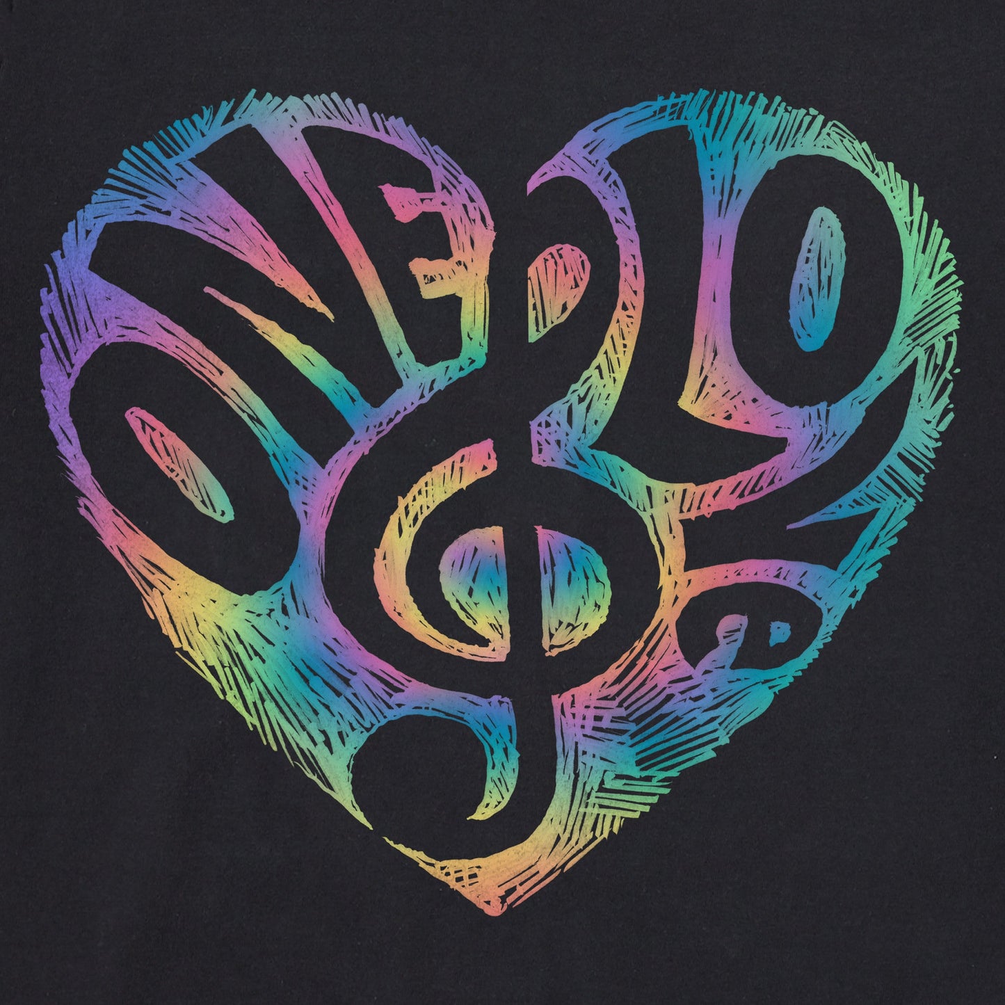 Women's Tie Dye One Love Heart Short Sleeve Vee