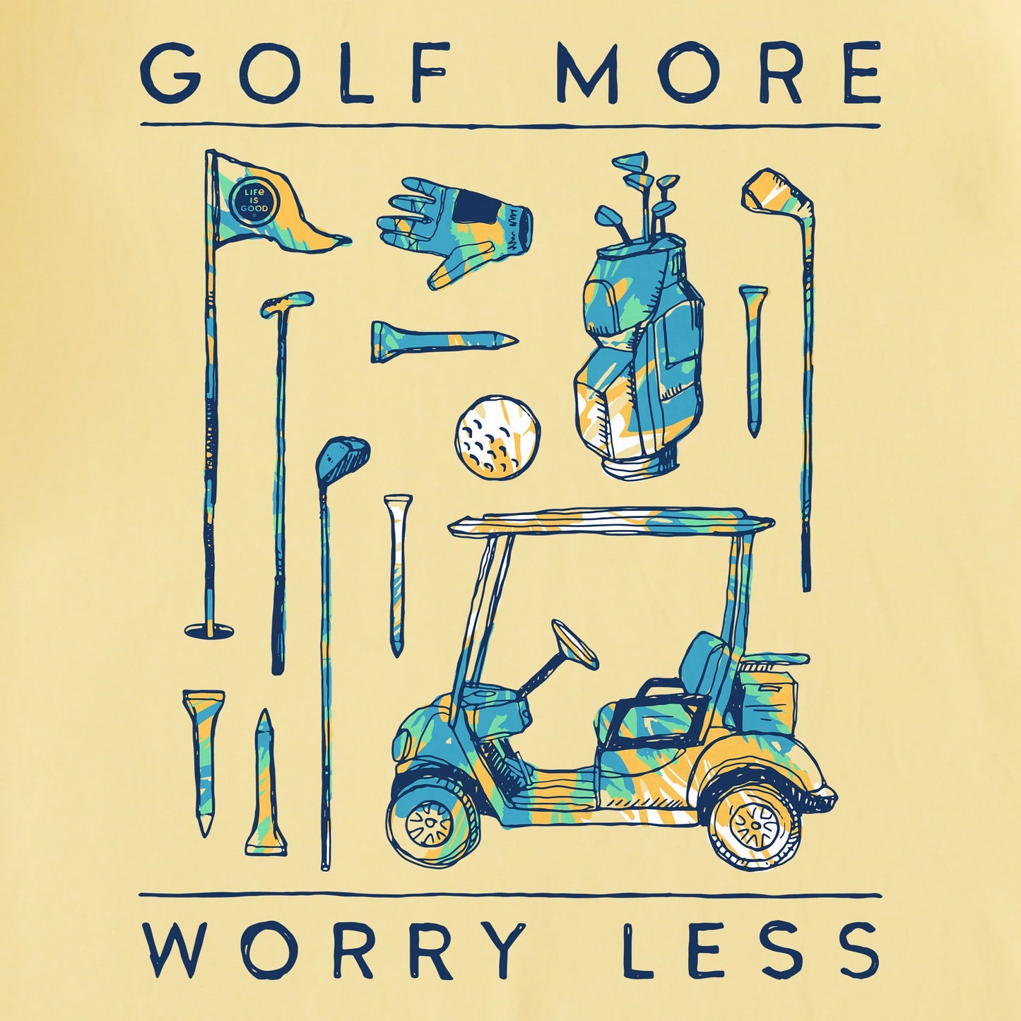 Women's Tie Dye Golf More Worry Less Short Sleeve Tee