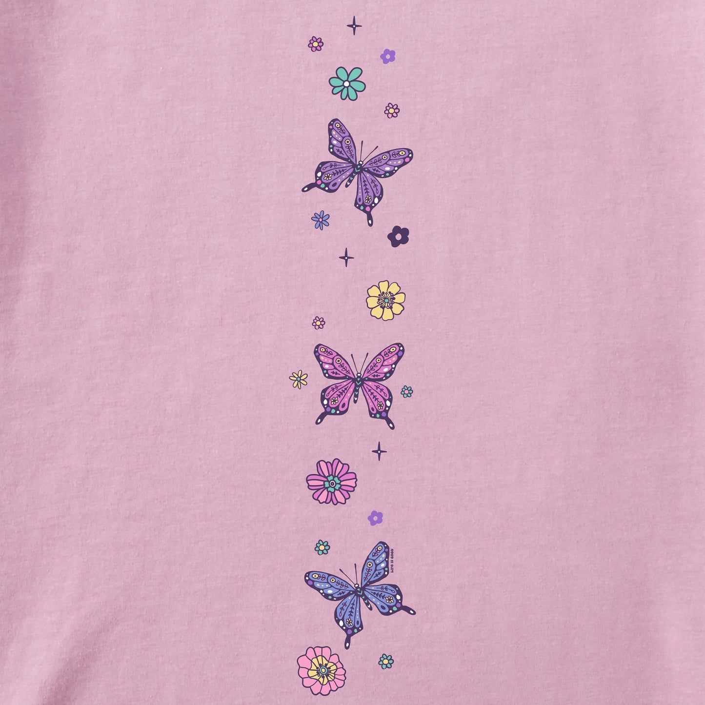 Kids Retro Butterflies Long Sleeve Crusher Tee