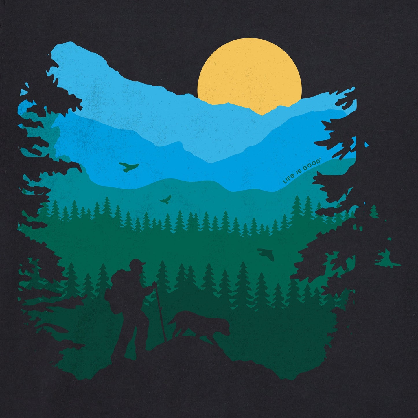 Men's Mountain Hiker with Dog Short Sleeve Tee