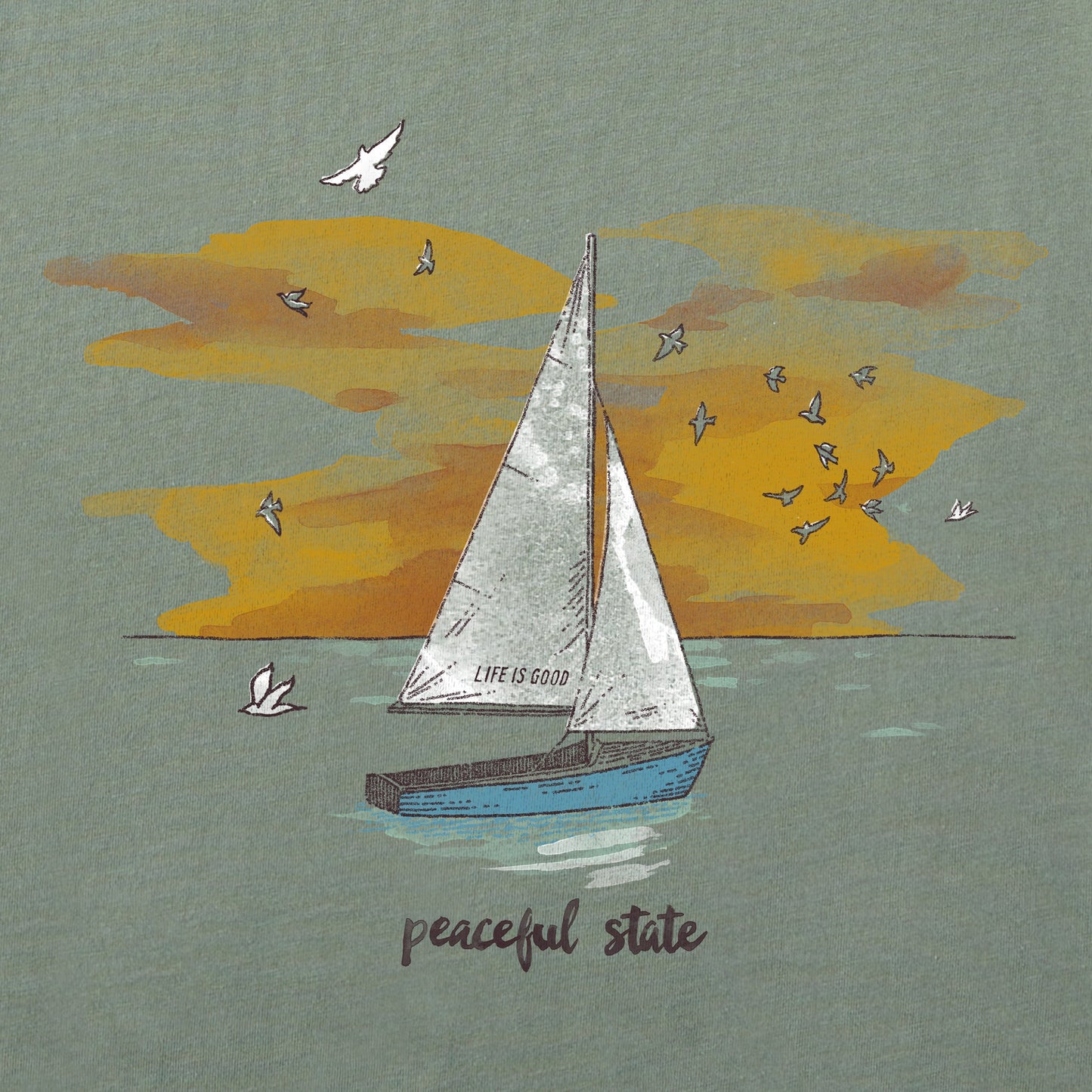 Men's Peaceful State Sailboat Short Sleeve Crusher Tee