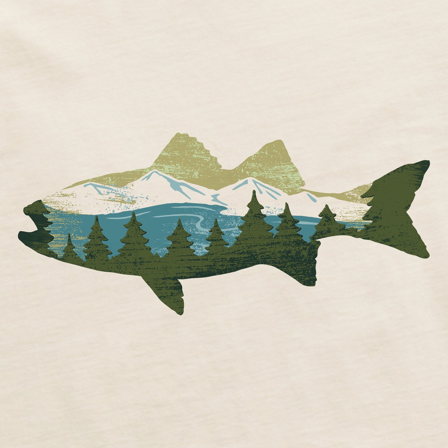 Men's Scenic Pines and Mountain Fish Short Sleeve Crusher Tee