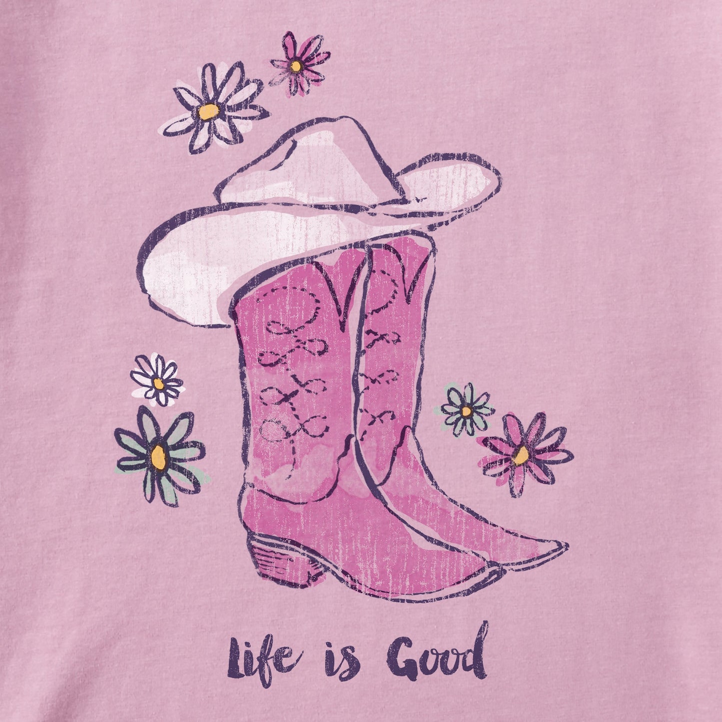 Women's Floral Cowboy Boots Short Sleeve Crusher Tee