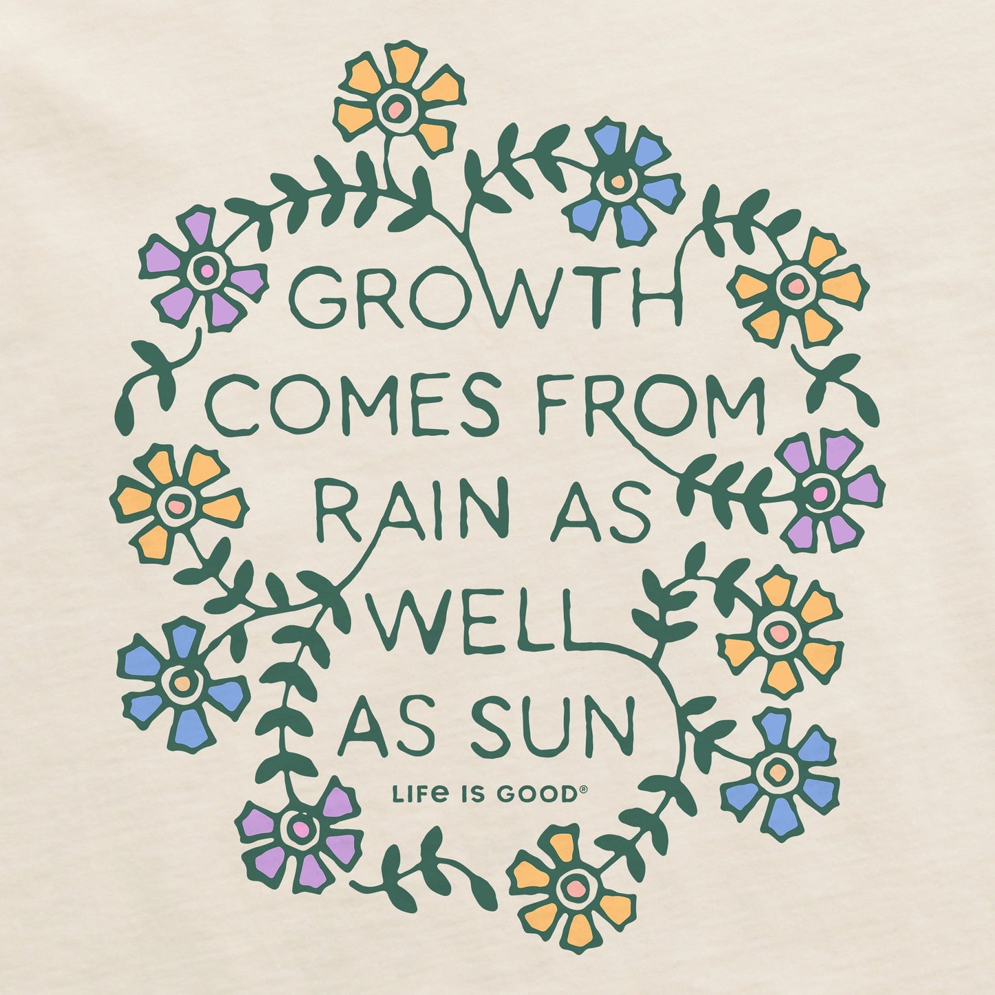 Women's Growth Comes from Rain Flowers Short Sleeve Crusher Tee