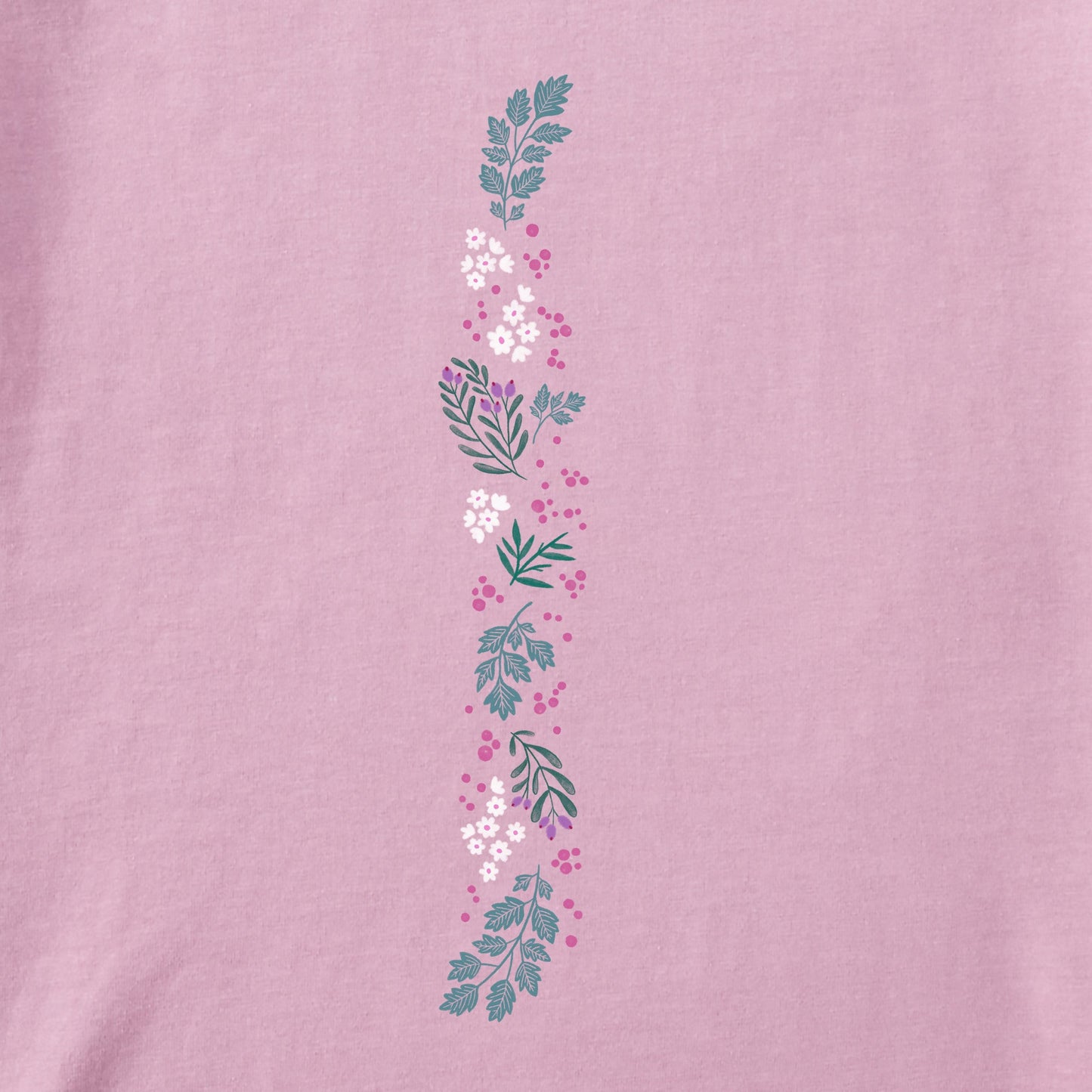 Women's Winter Flowers Heart Long Sleeve Crusher Tee