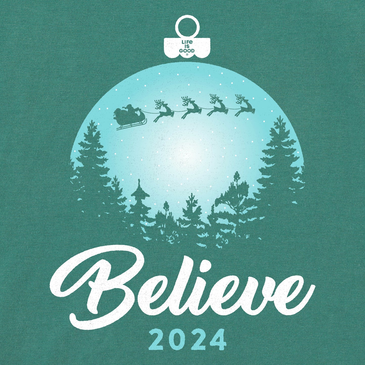 Men's Believe Santa Sleigh 2024 Long Sleeve Crusher Tee