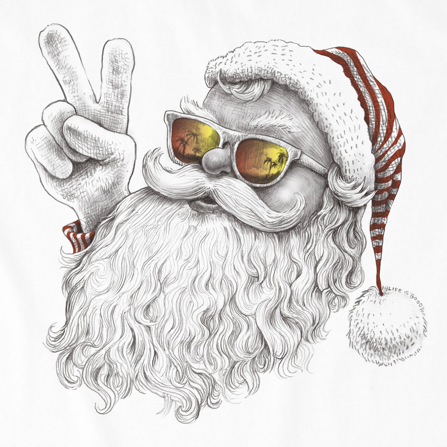 Men's Peaceful Santa Long Sleeve Crusher Tee