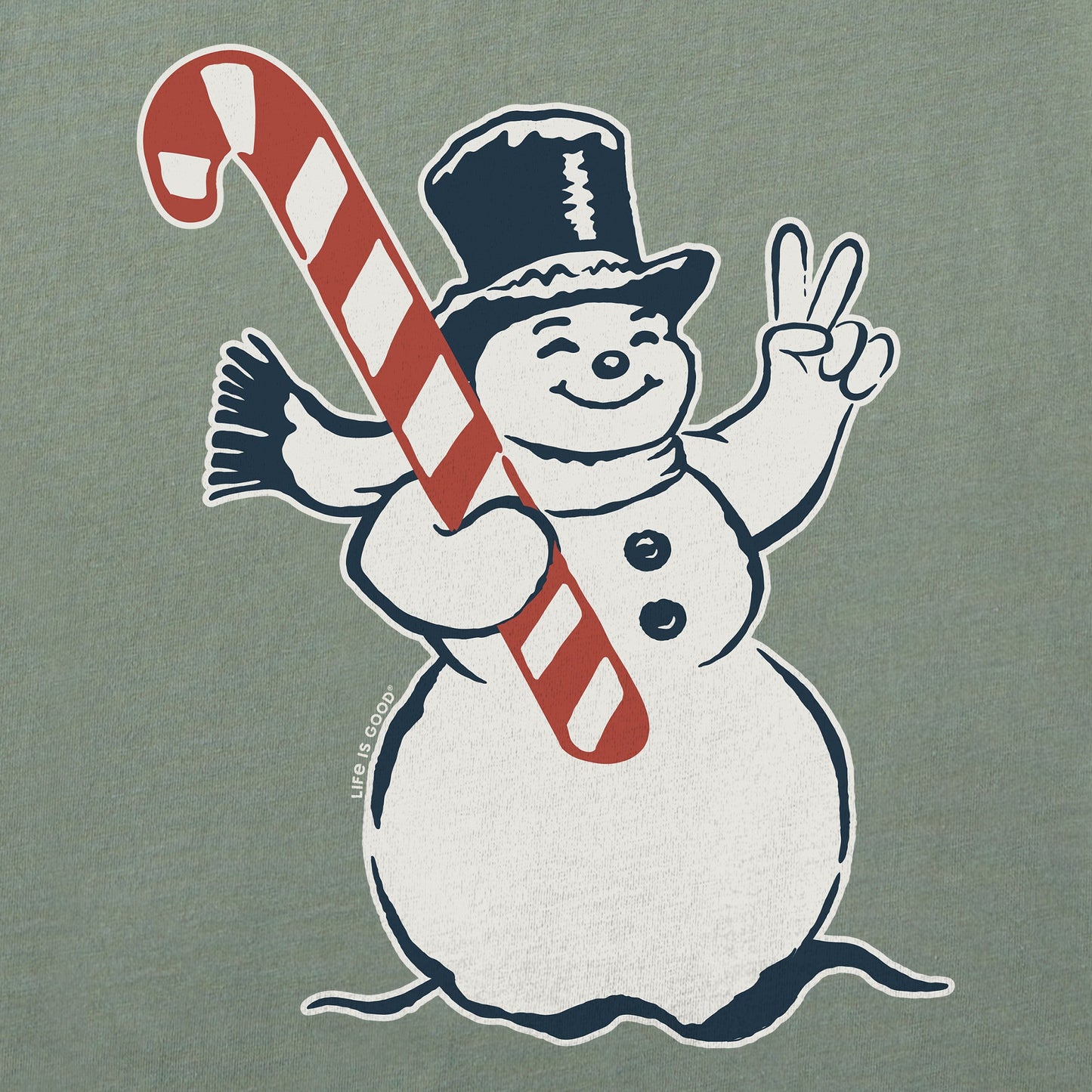 Women's Retro Peace Snowman Long Sleeve Crusher Tee