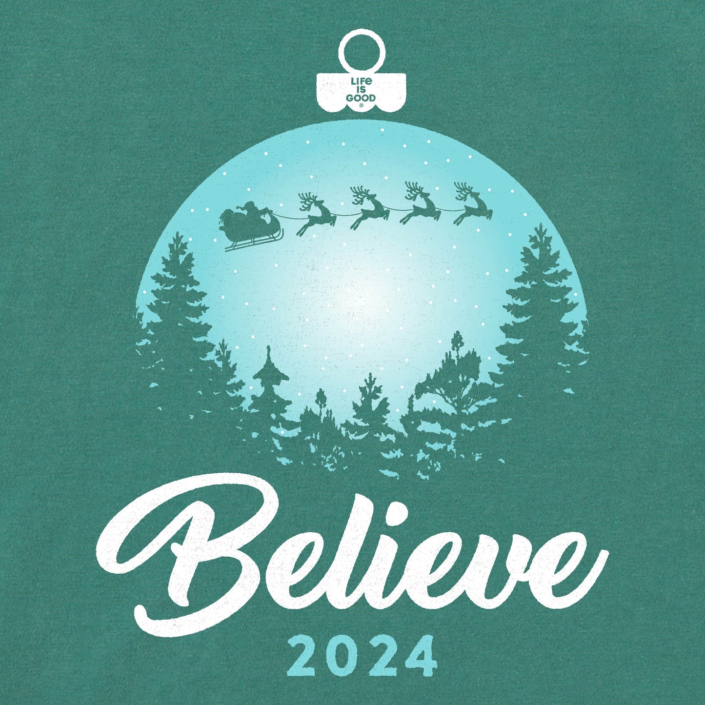 Women's Believe Santa Sleigh 2024 Short Sleeve Crusher Tee