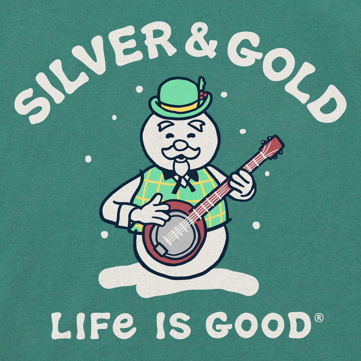 Men's Silver & Gold Snowman Long Sleeve Crusher Tee