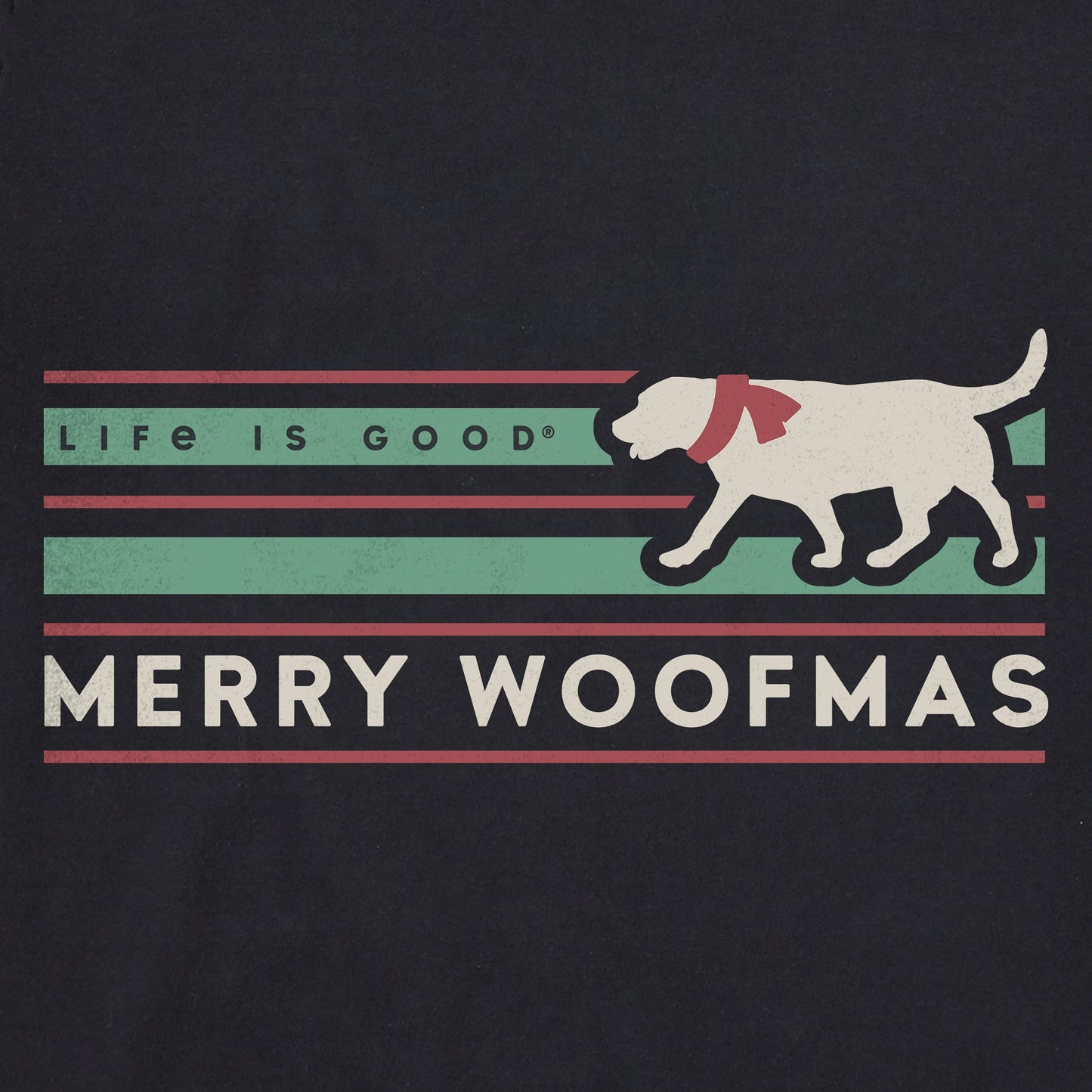 Men's Merry Woofmas Stripes Long Sleeve Crusher Tee