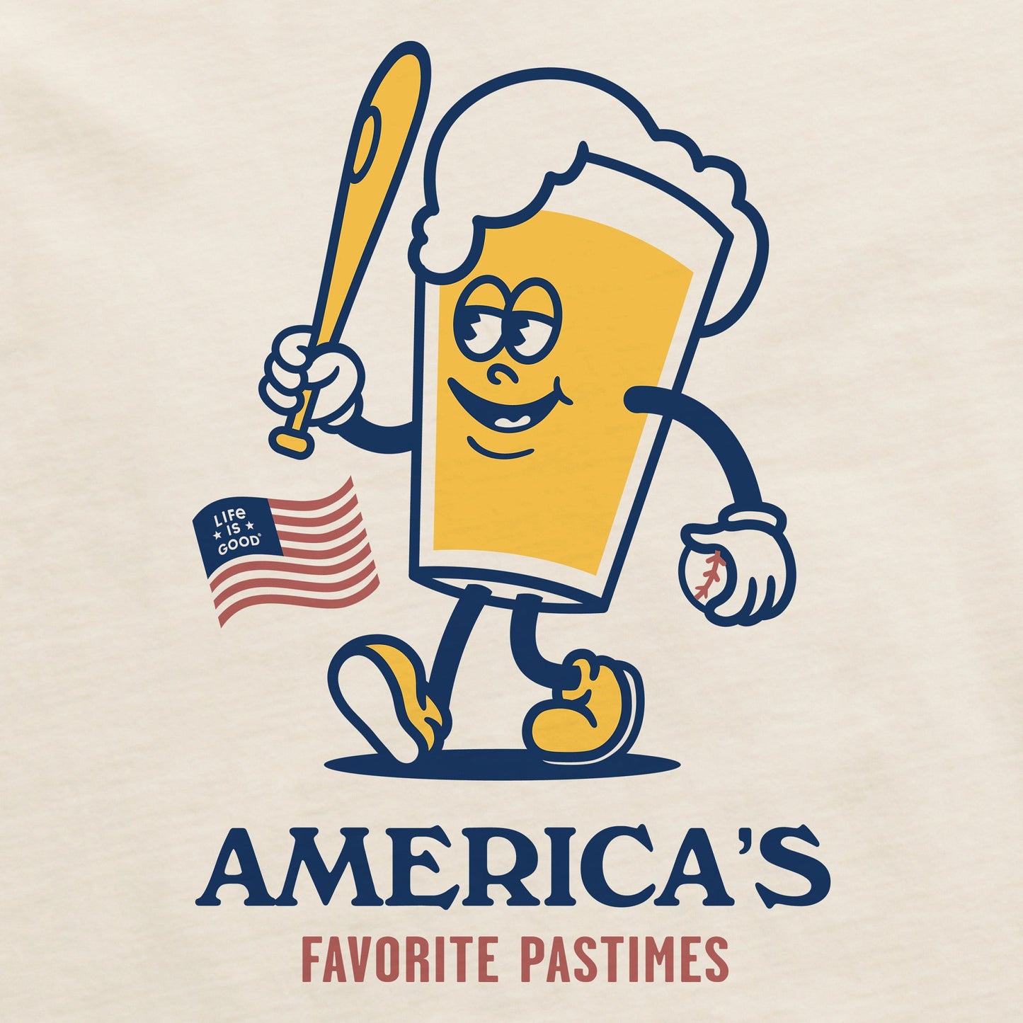 Men's America's Favorite Baseball Beer Short Sleeve Crusher Tee