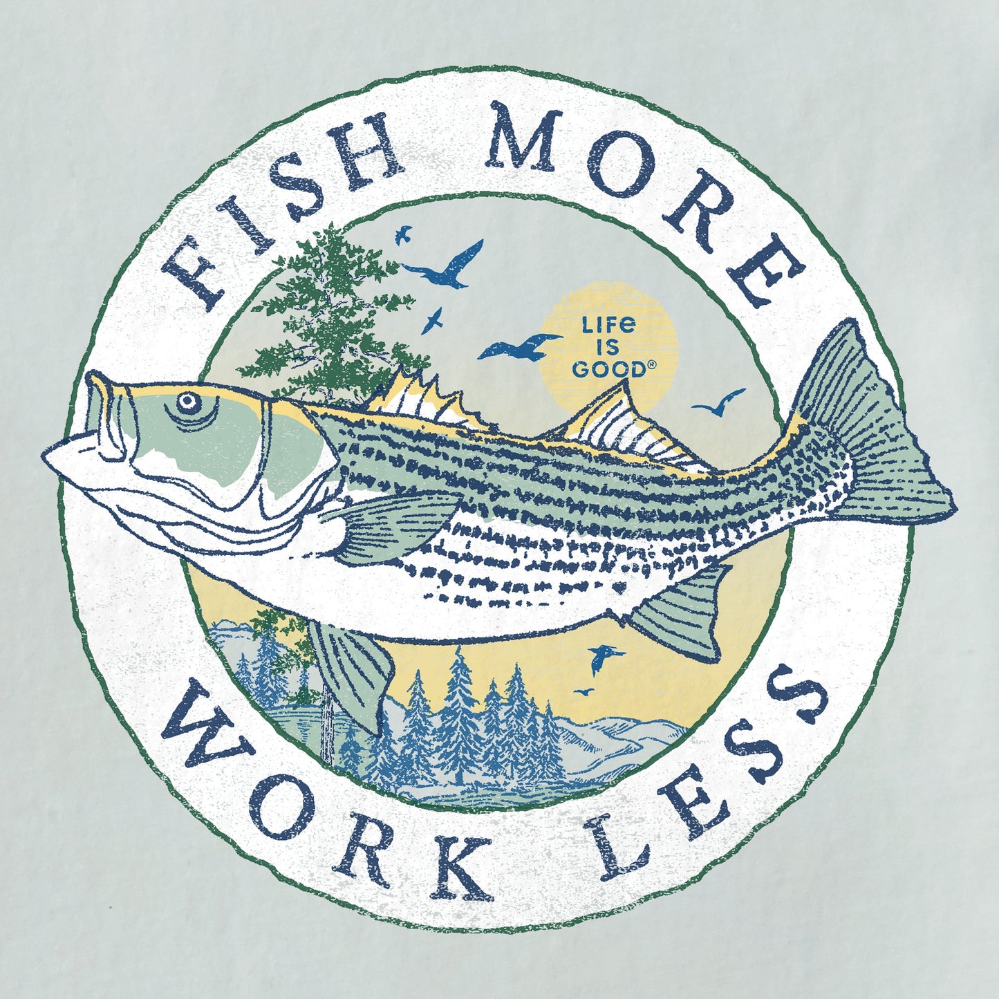 Men's Fineline Fish More Work Less Short Sleeve Crusher Tee