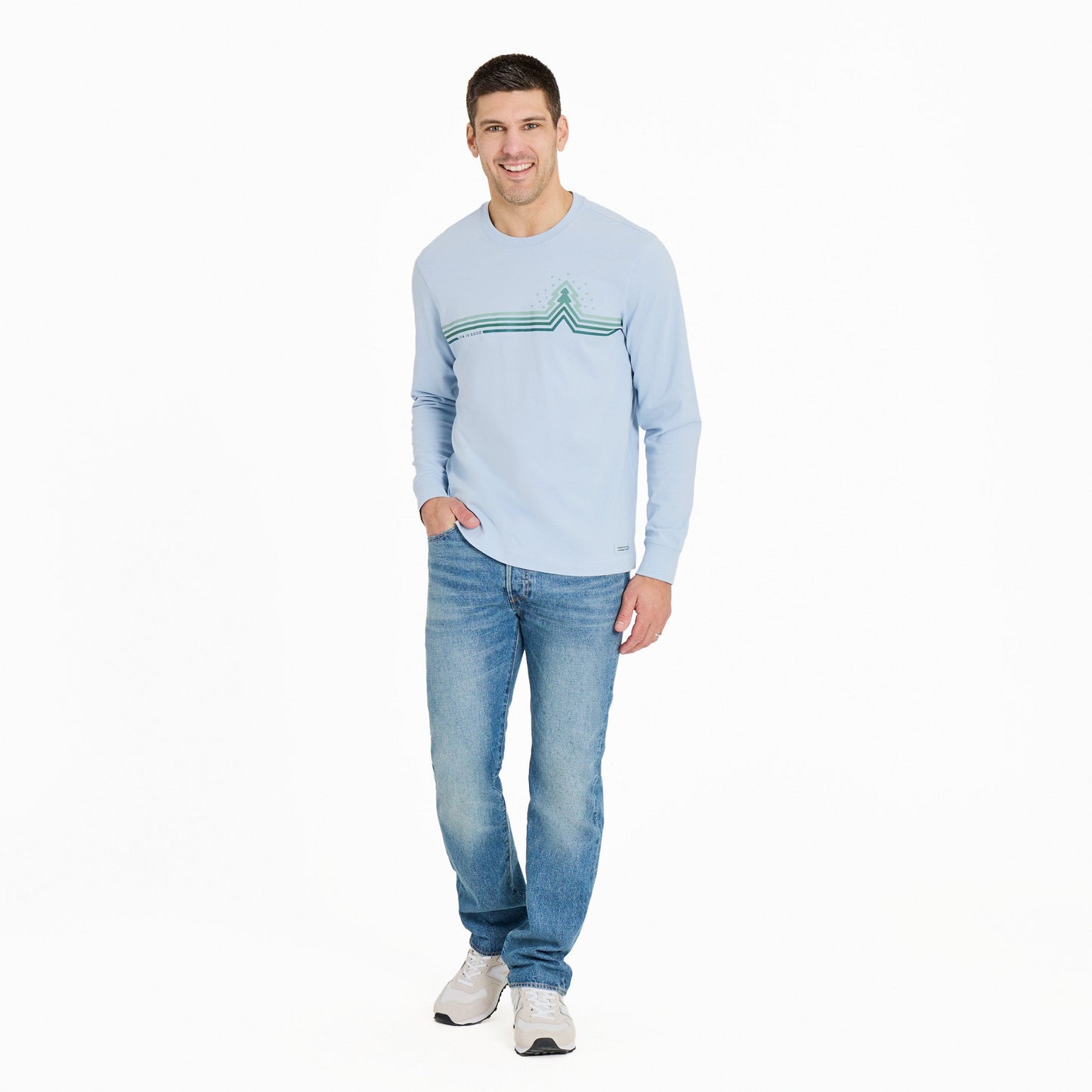 Men's Cool Tree Stripes with Snow Long Long Sleeve Crusher Tee