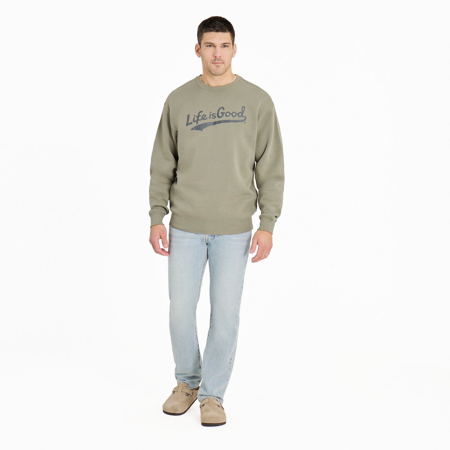 Men's Tonal LIG Ballyard Script Good Vibes Fleece Crew