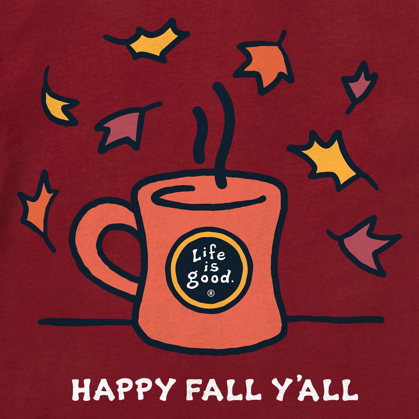 Women's Happy Fall Y'all Mug Long Sleeve Crusher Tee