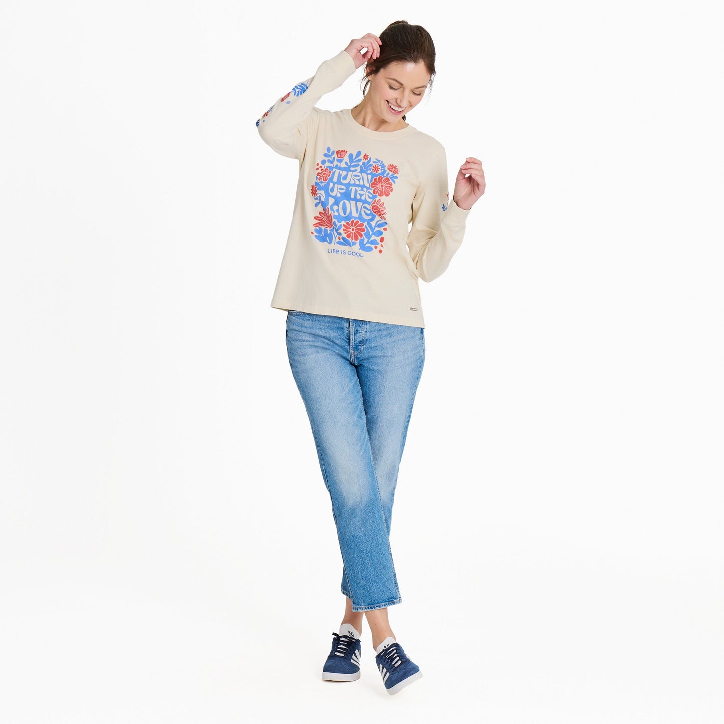 Women's Turn up the Love Flowers Long Sleeve Crusher Tee