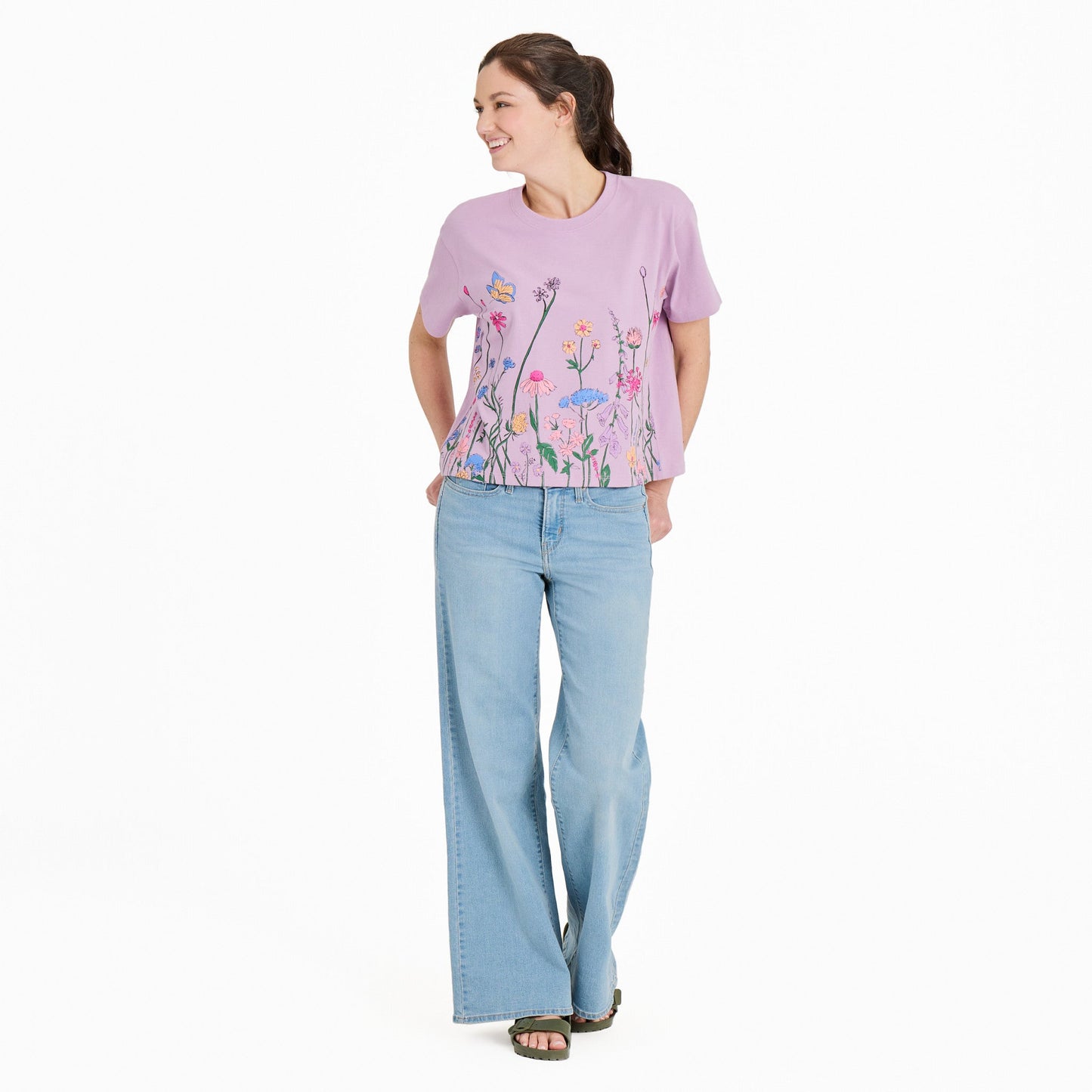 Women's Wildflower Garden Short Sleeve Crusher Boxy Tee