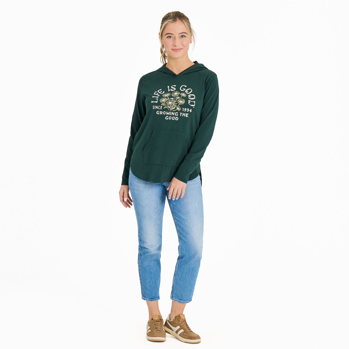 Women's Growing the Good Daisies Crusher-FLEX Hoodie Tunic