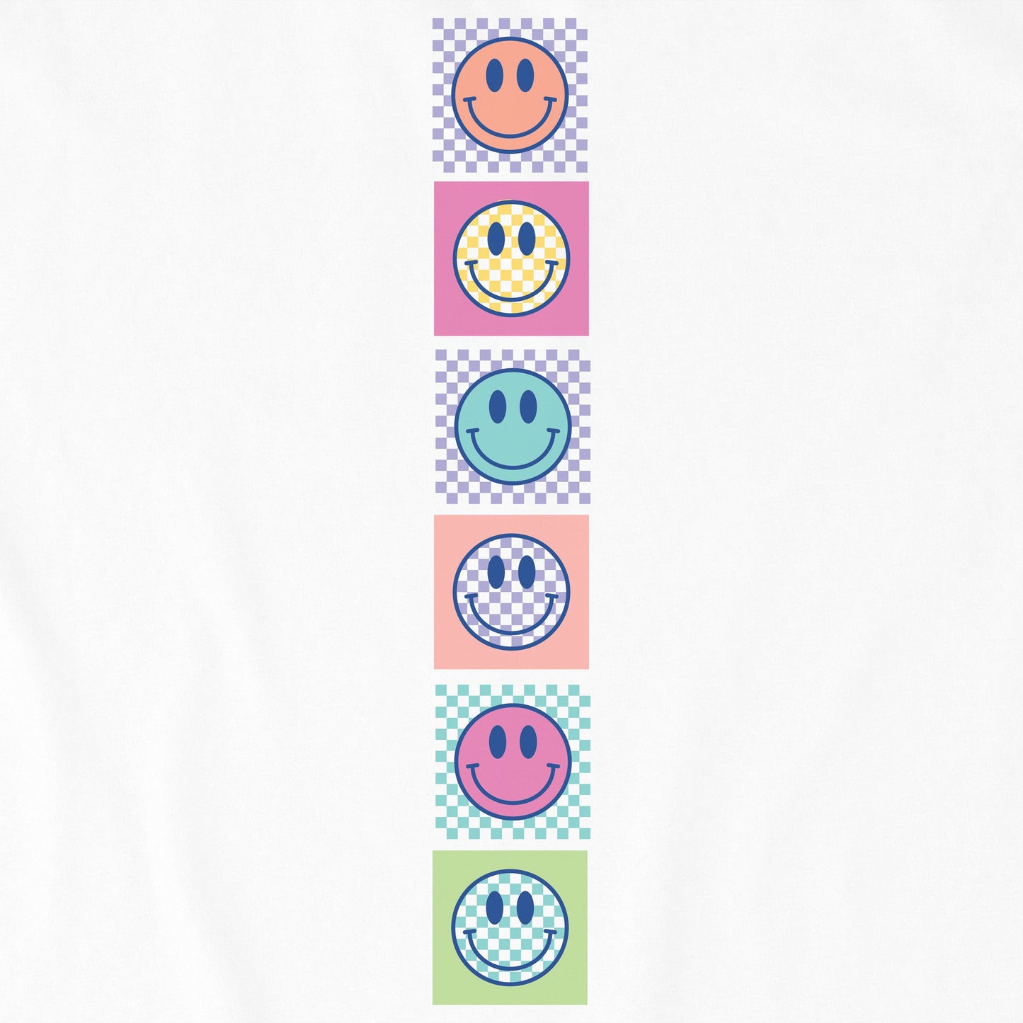 Kids Checkered Smiles Long Sleeve Crusher Tee