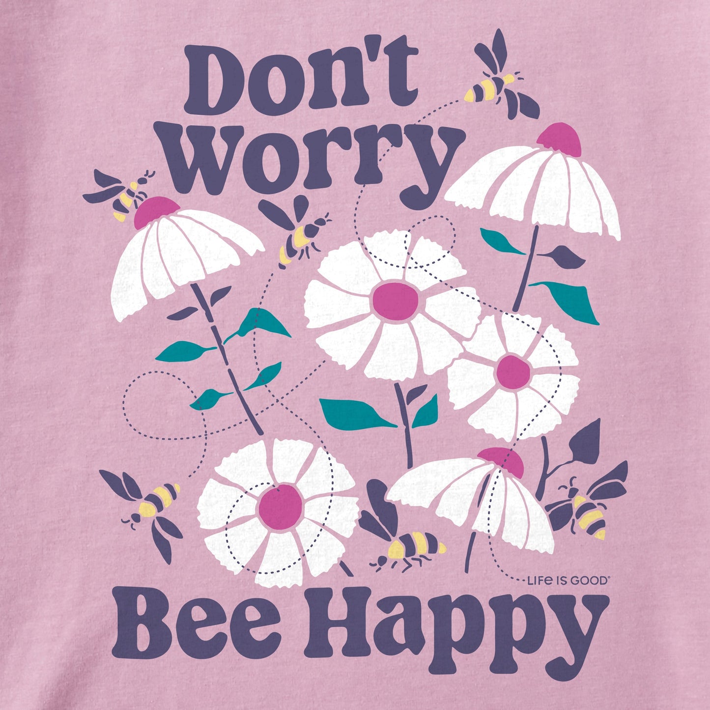 Kids Don't Worry Bee Happy Long Sleeve Crusher Tee