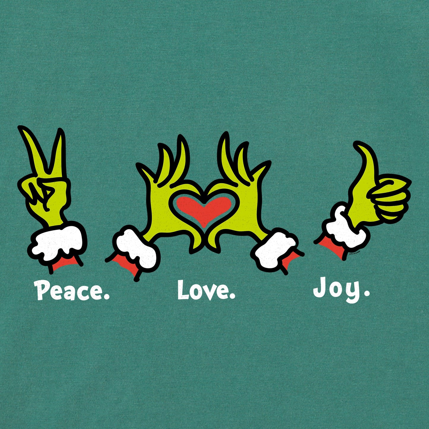 Kids Peace Love Joy Grinch Long Sleeve Crusher Tee