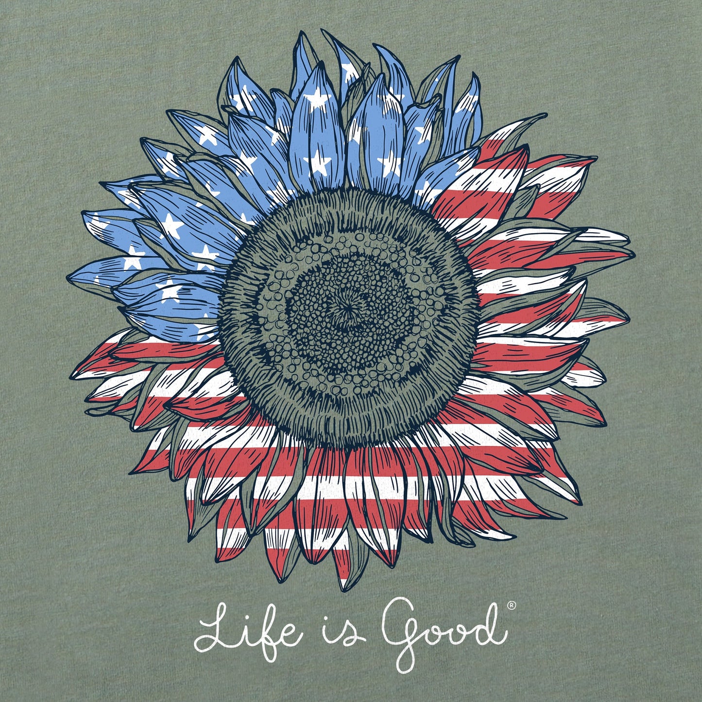 Women's American Sunflower Short Sleeve Crusher Boxy Tee