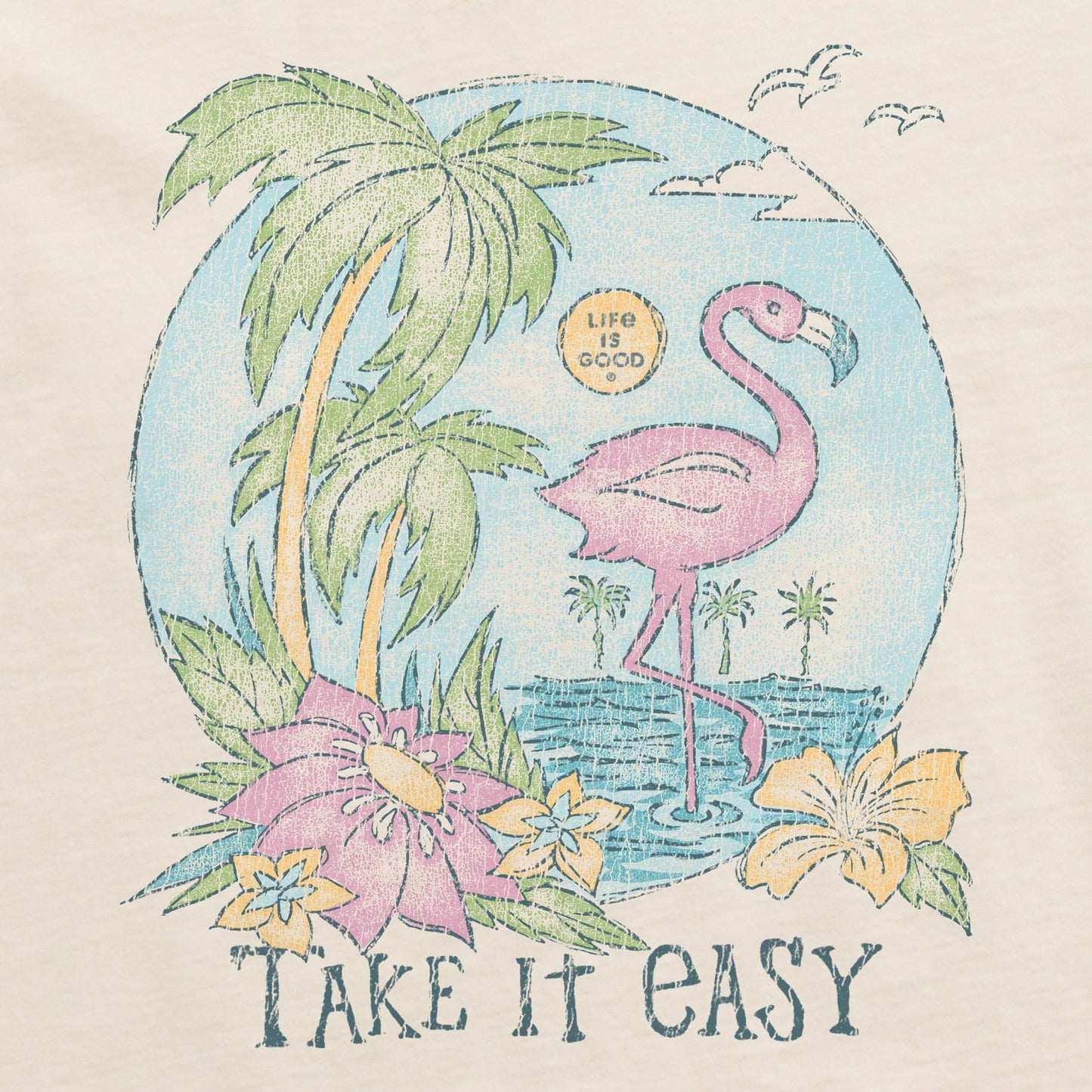 Women's Take it Easy Flamingo Short Sleeve Crusher Boxy Tee