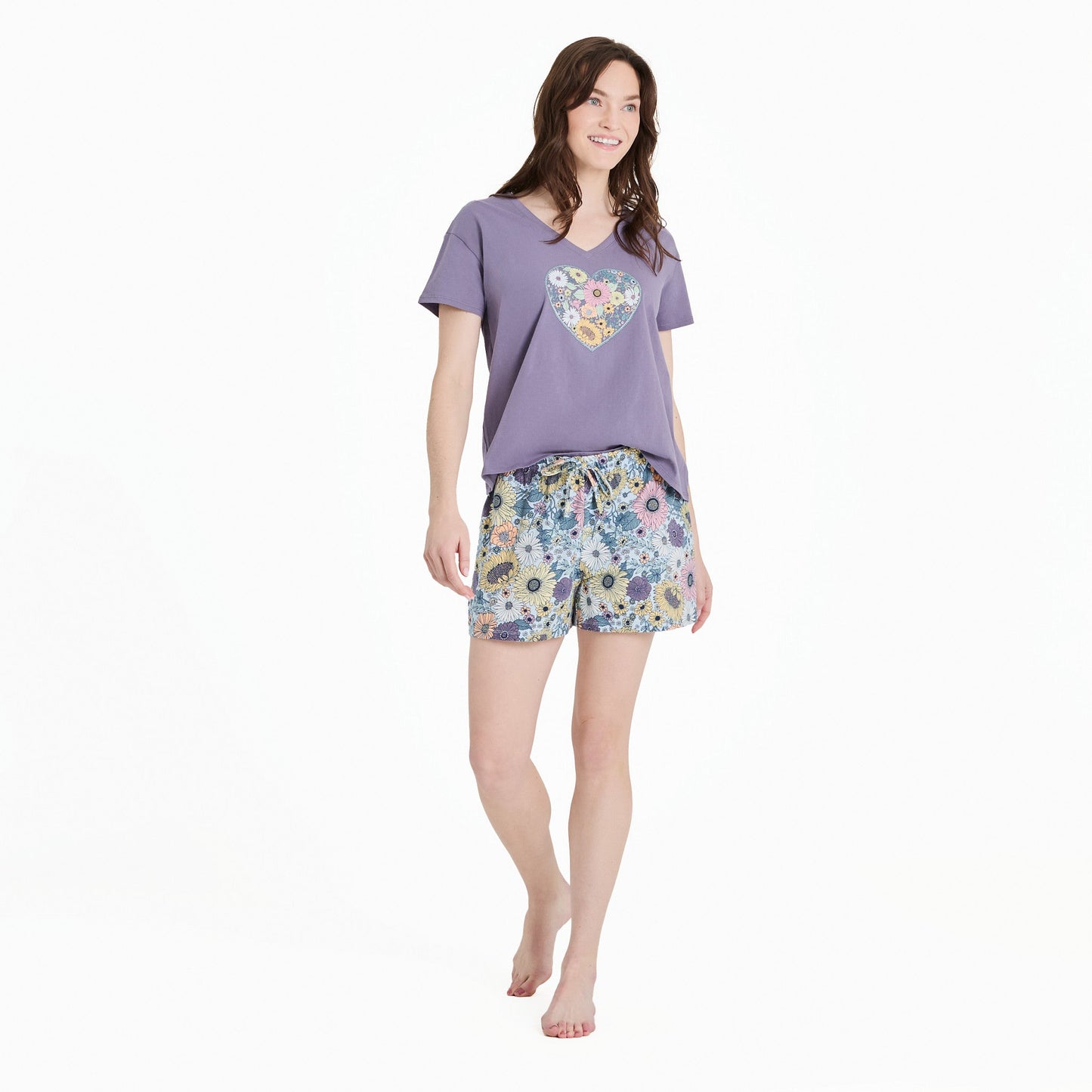 Women's Sunshine Floral Pattern Snuggle Up Sleep Short