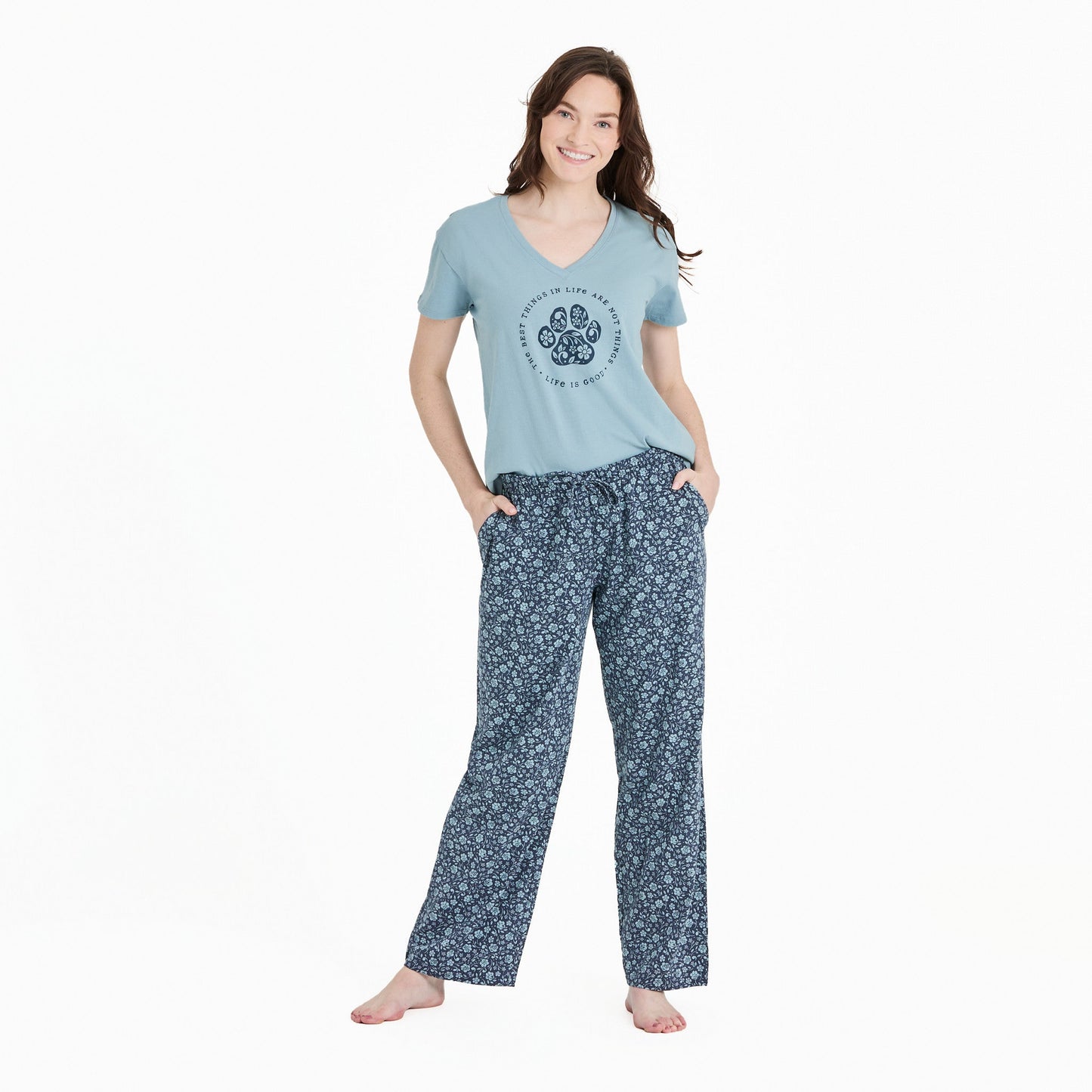 Women's Best Things Floral Paw Snuggle Up Sleep Vee