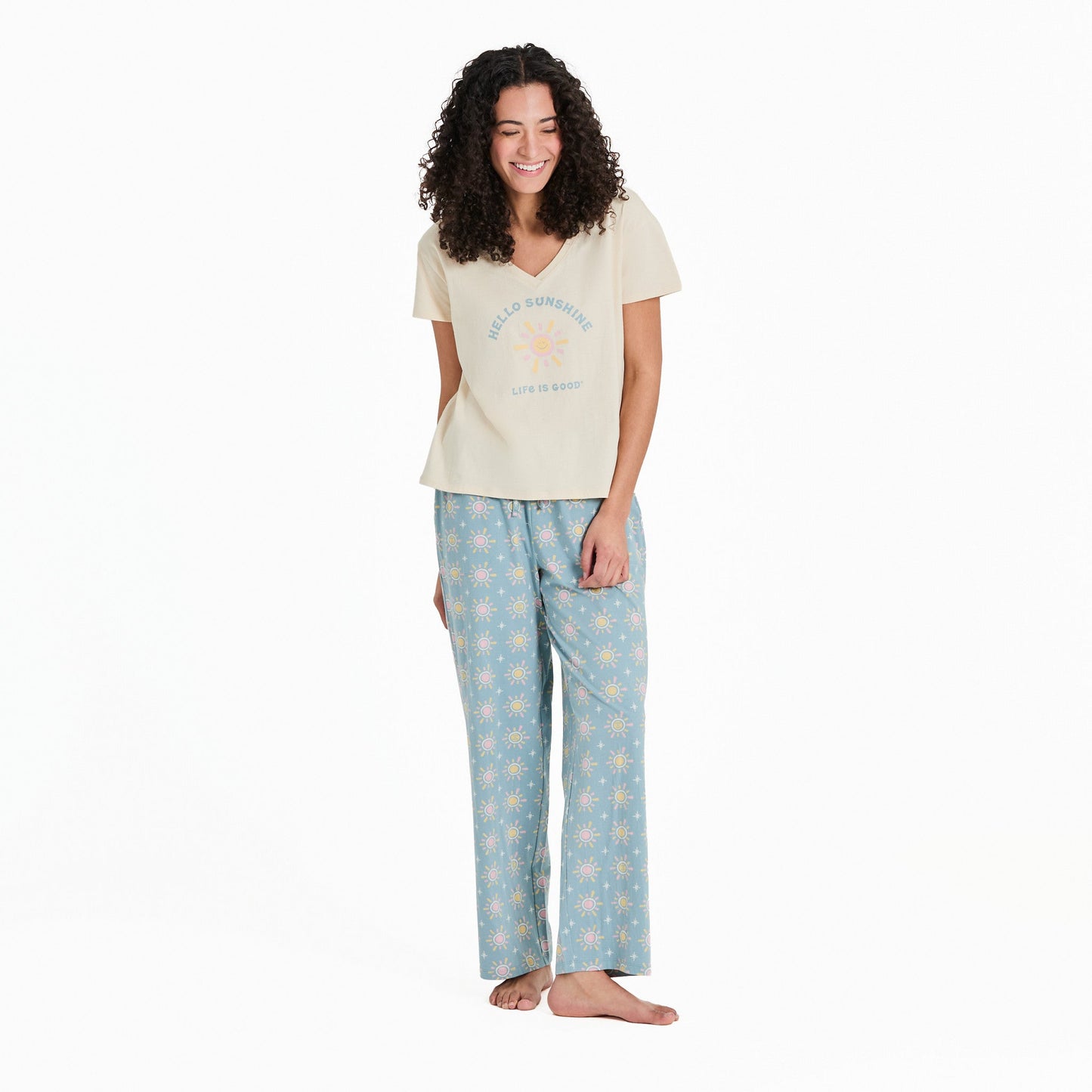 Women's Smiling Hello Sunshine Snuggle Up Sleep Vee