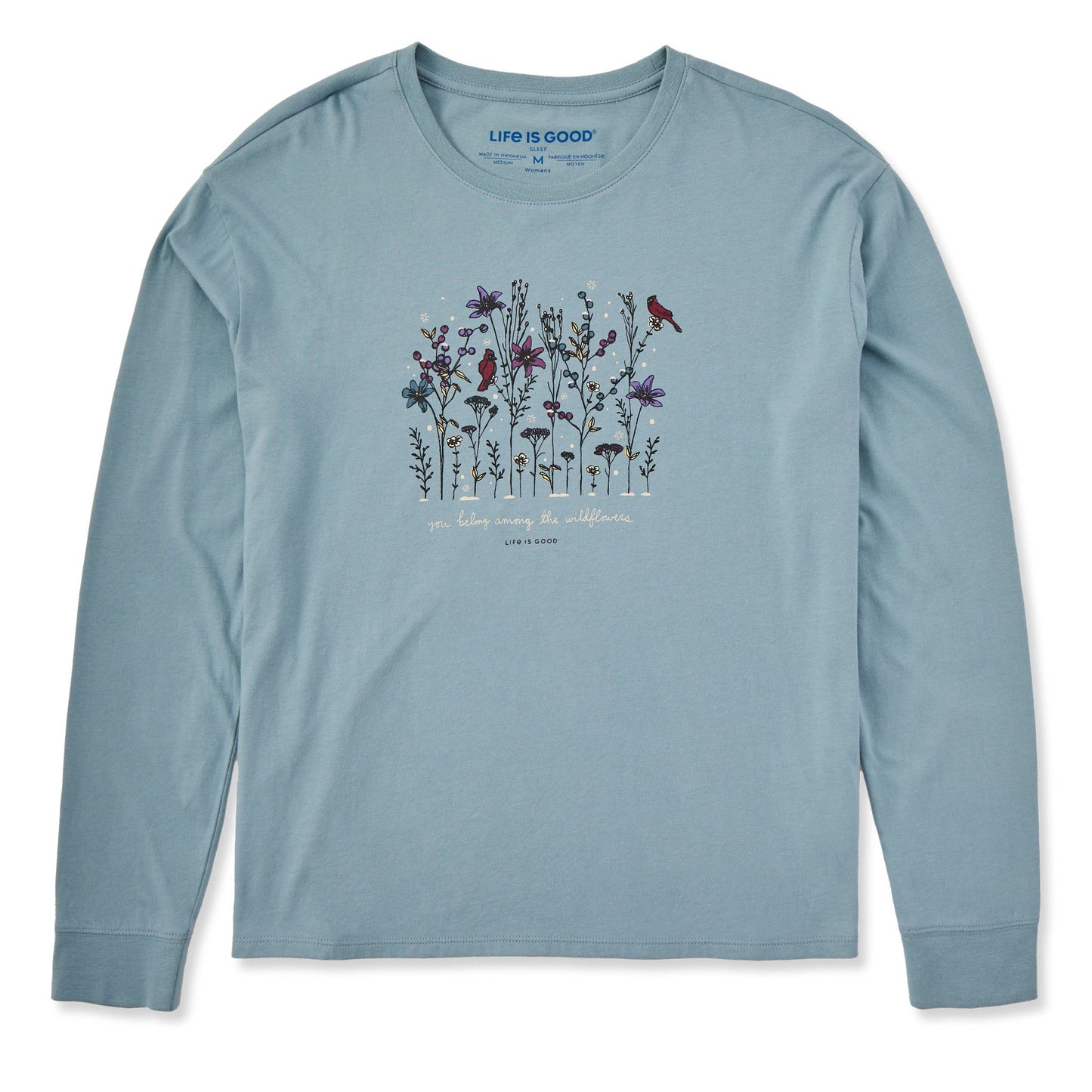 Women's Cardinal Wildflowers Long Sleeve Snuggle Up Sleep Tee