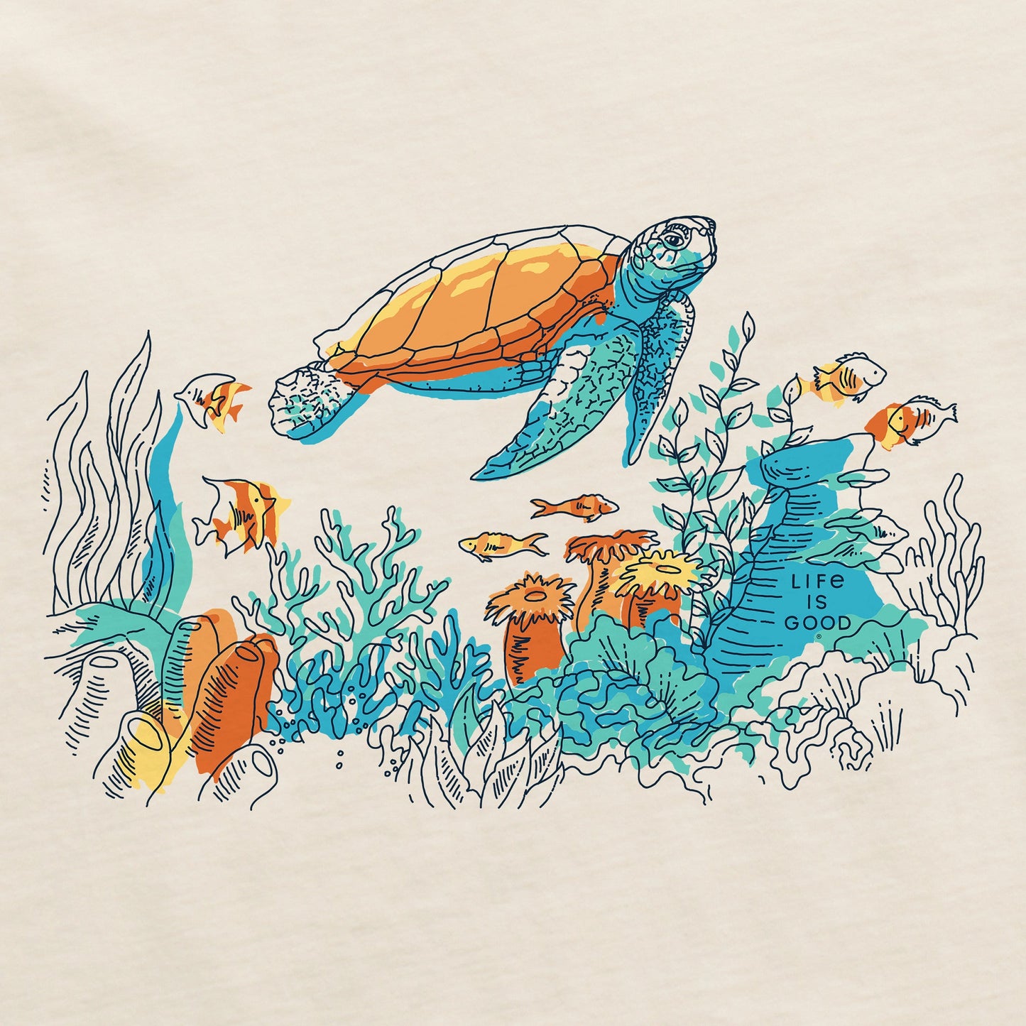 Women's Turtle Oceanscape Short Sleeve Crusher Boxy Tee